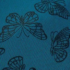 Plus Size Mesh Mock Neck Long Sleeve Top, DELICATE BUTTERFLIES TEAL, swatch