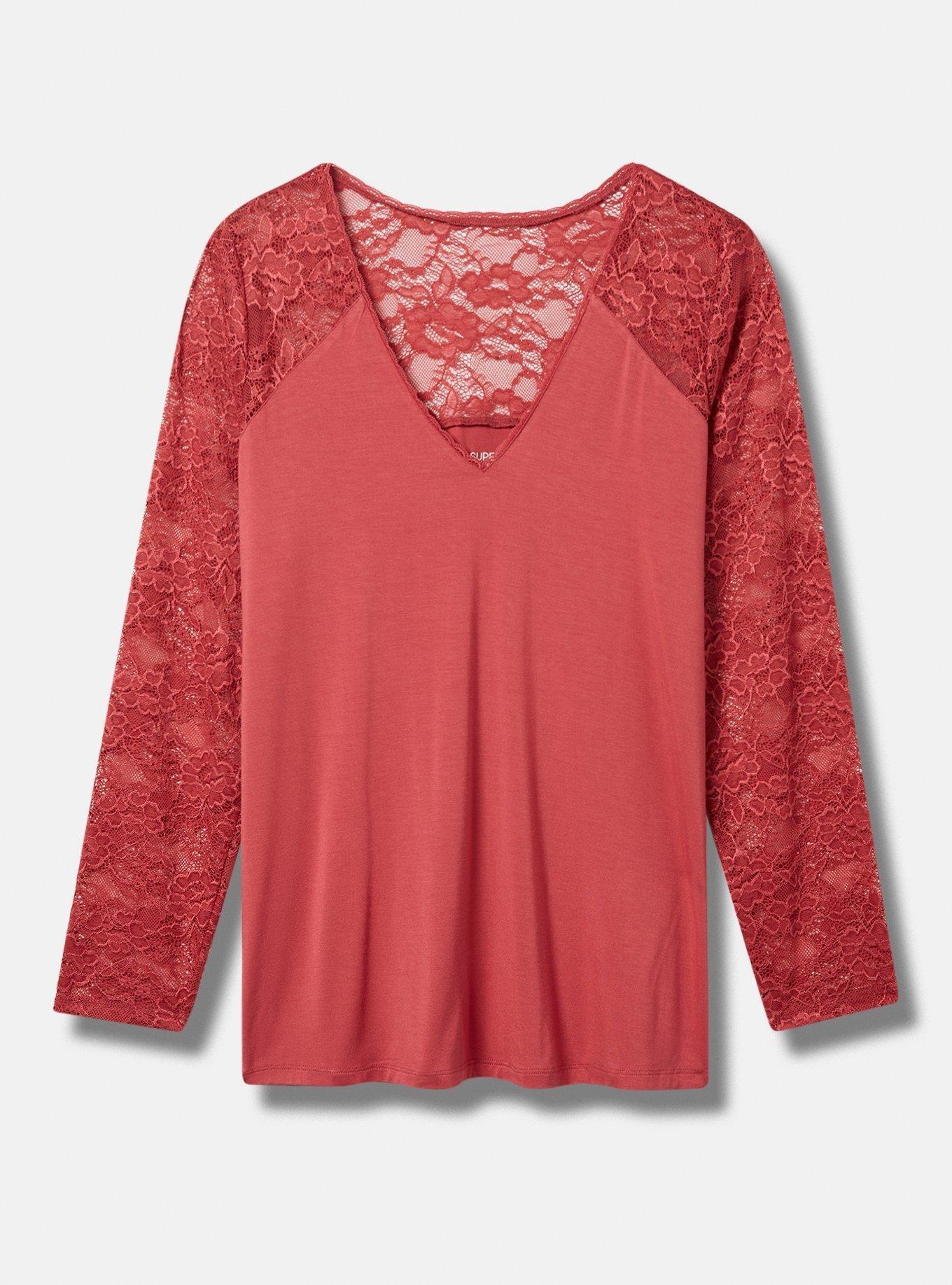 Plus Size Super Soft VNeck Lace Sleeve Top Torrid