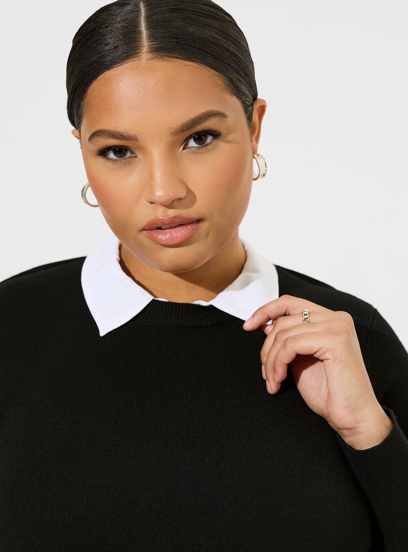Plus Size - Fitted Pullover Collared 2-Fer Sweater - Torrid