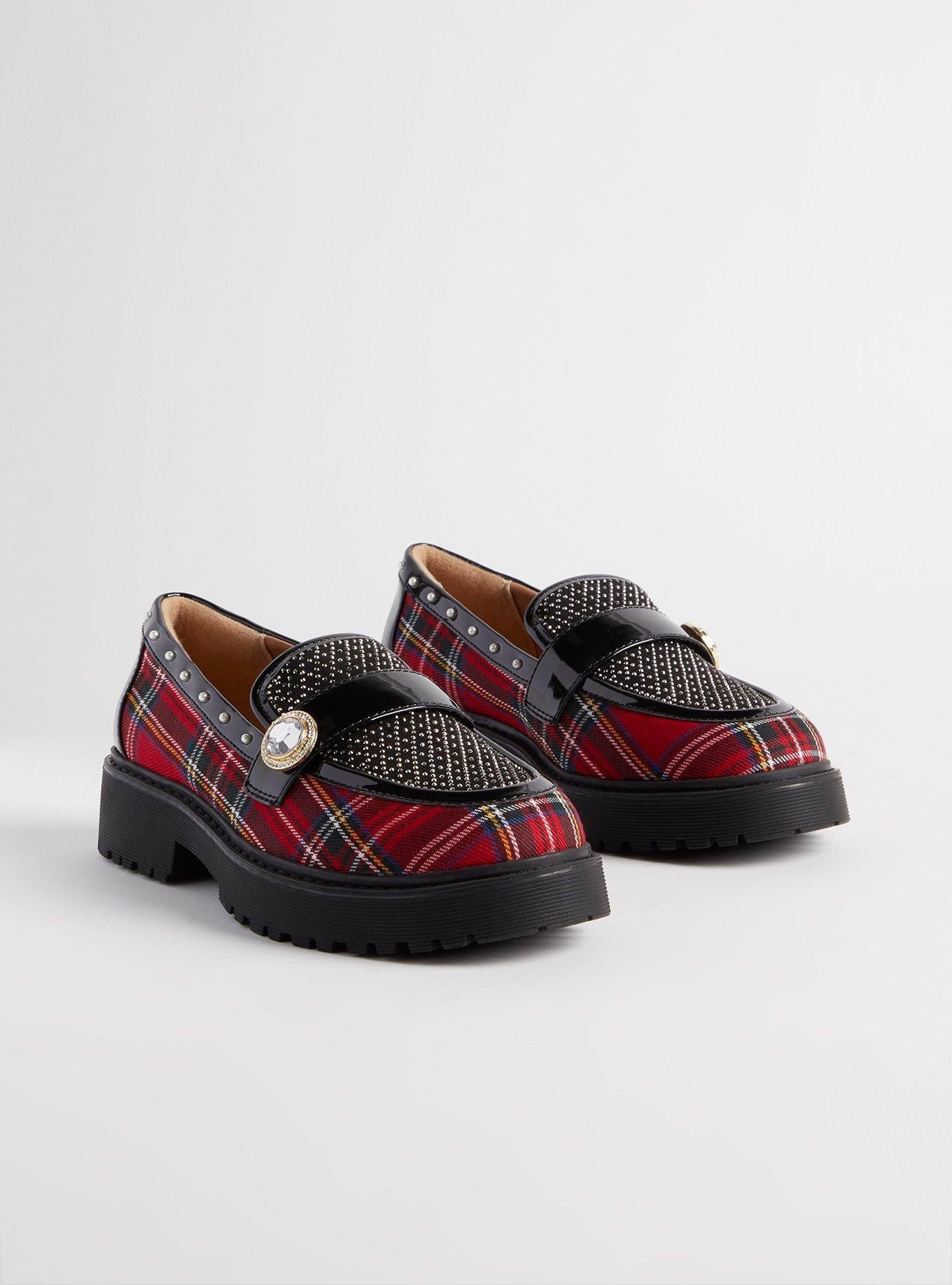 Betsey Johnson Plaid Buckle Loafers, MULTI, hi-res
