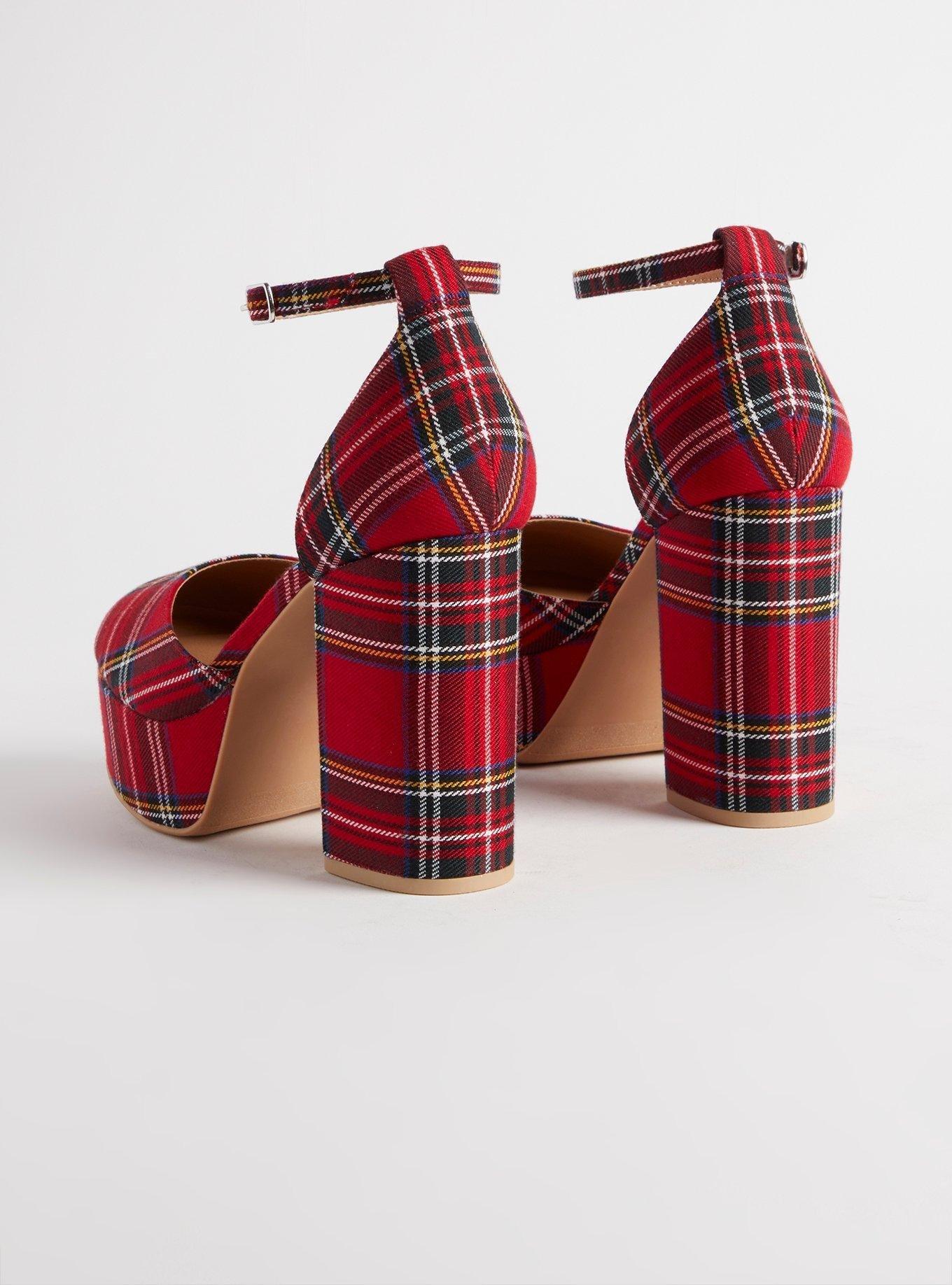 Betsey Johnson Plaid Heels, PLAID - RED, alternate