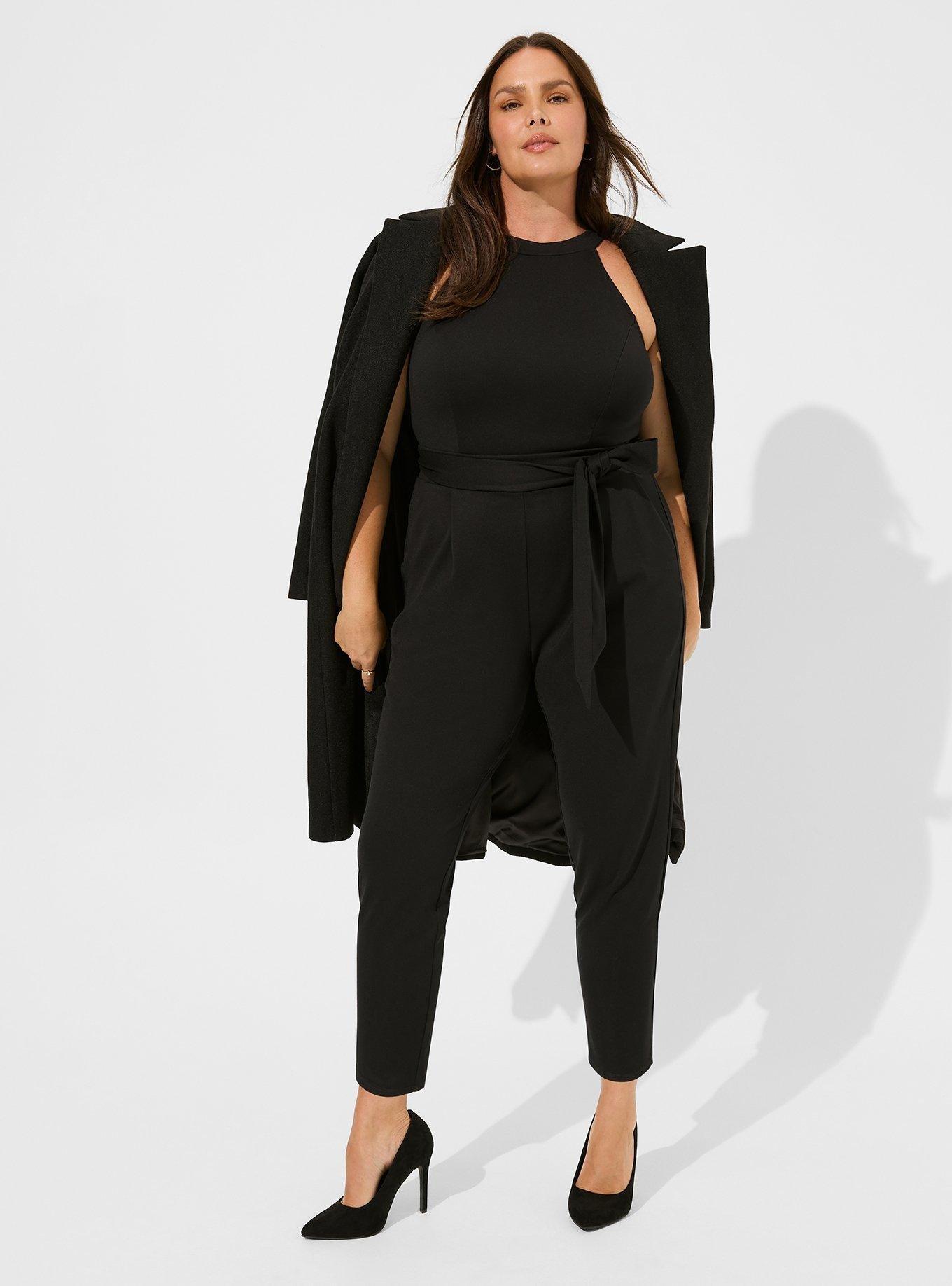 Ponte High Neck Belt Jumpsuit