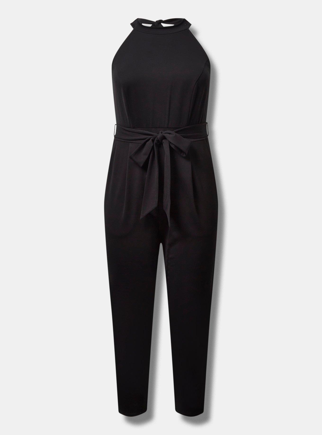 Ponte High Neck Belt Jumpsuit