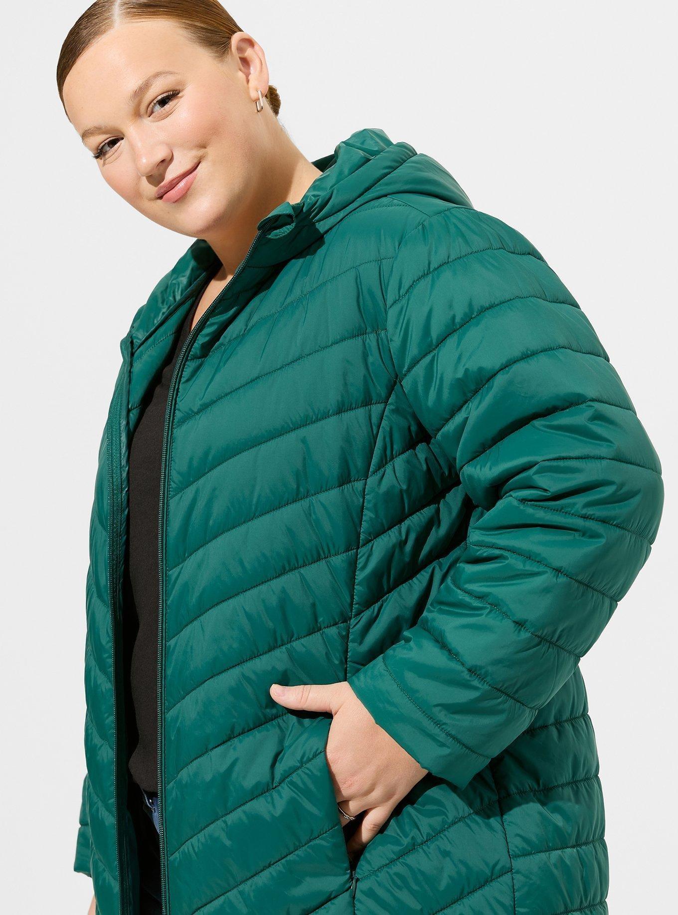 Women's Plus Longline Hooded Puffer Jacket