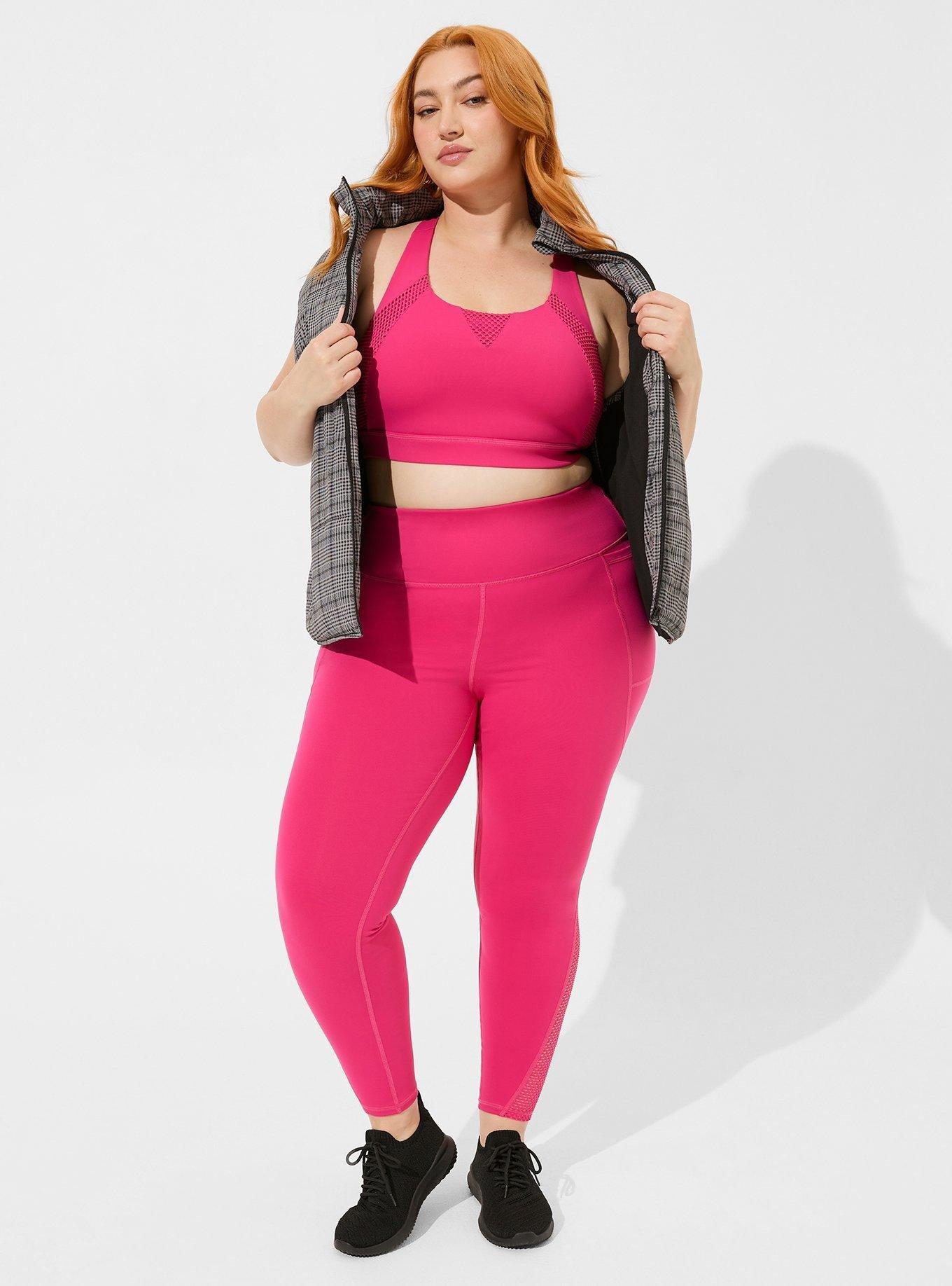 Plus Size Performance Core Full Length Mesh Active Legging with High Pockets, PINK PEACOCK, alternate