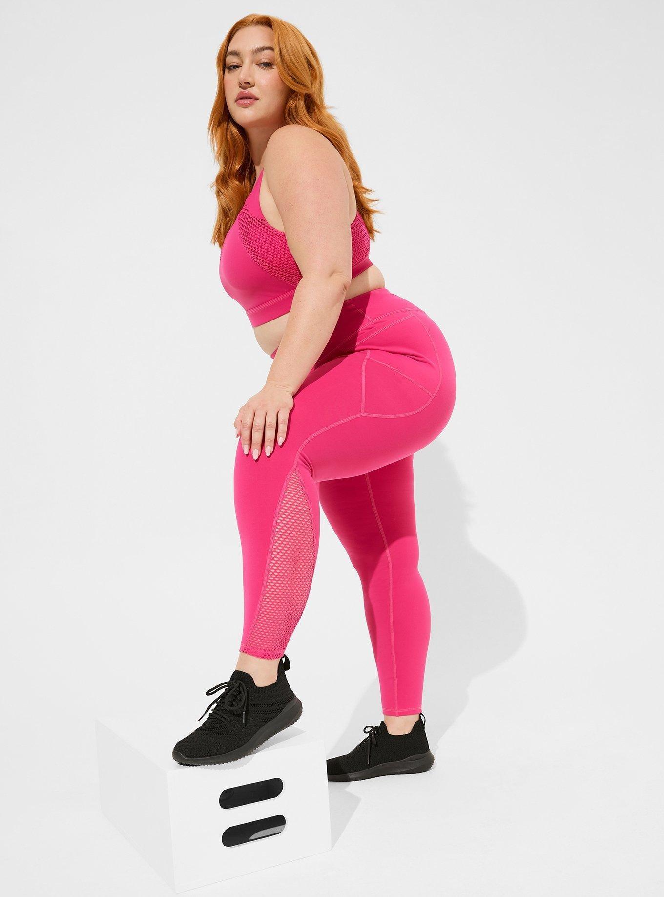 Plus Size Performance Core Full Length Mesh Active Legging with High Pockets, PINK PEACOCK, hi-res
