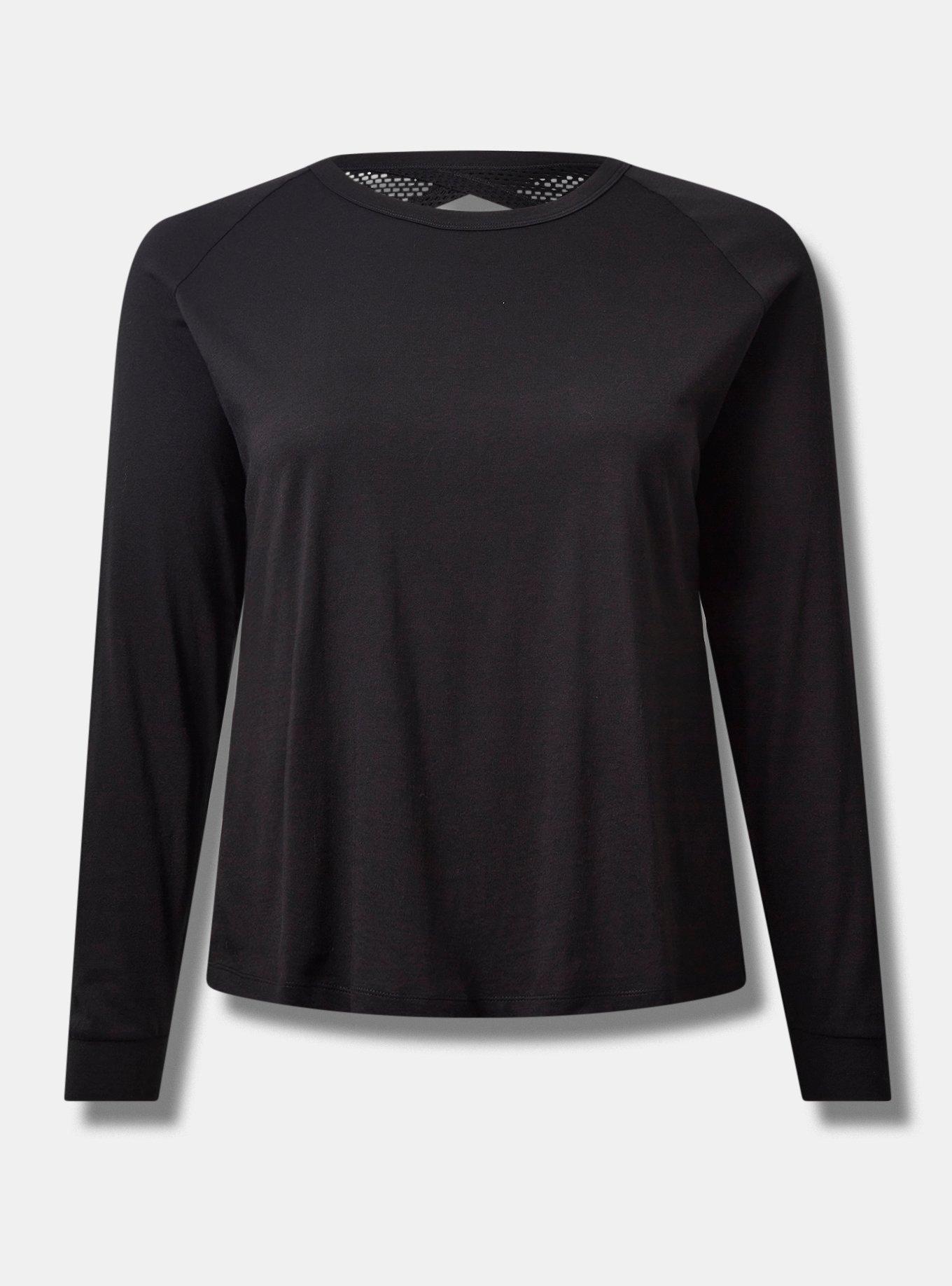 Plus Size - Performance Cotton Open Back Long Sleeve Active Tee with ...