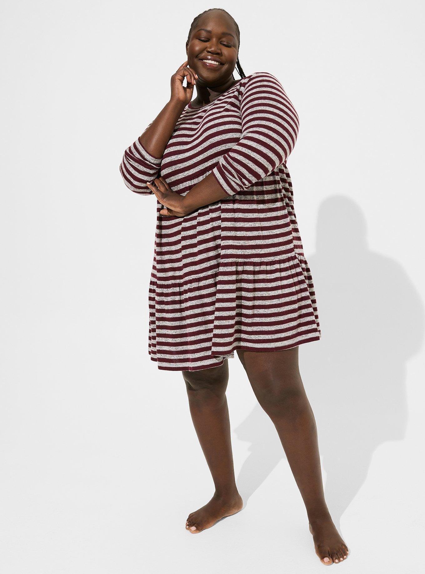 Plus Size - Super Soft Plush Long Sleeve Ruffle Lounge Dress - Torrid