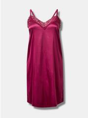 Plus Size Dream Satin Lace Double Slit Midi Sleep Gown, NAVARRA, hi-res