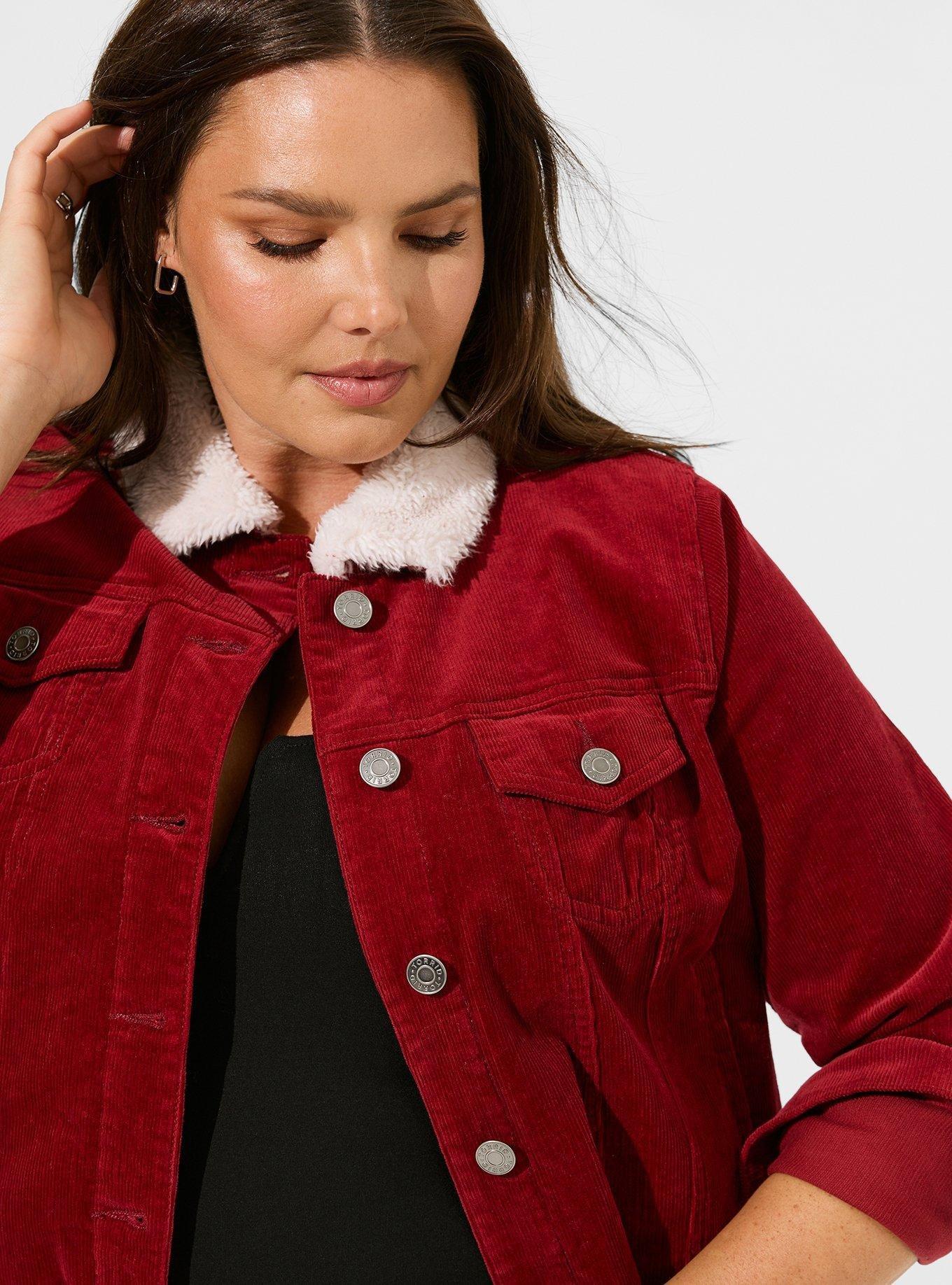 Red corduroy hot sale jacket sherpa