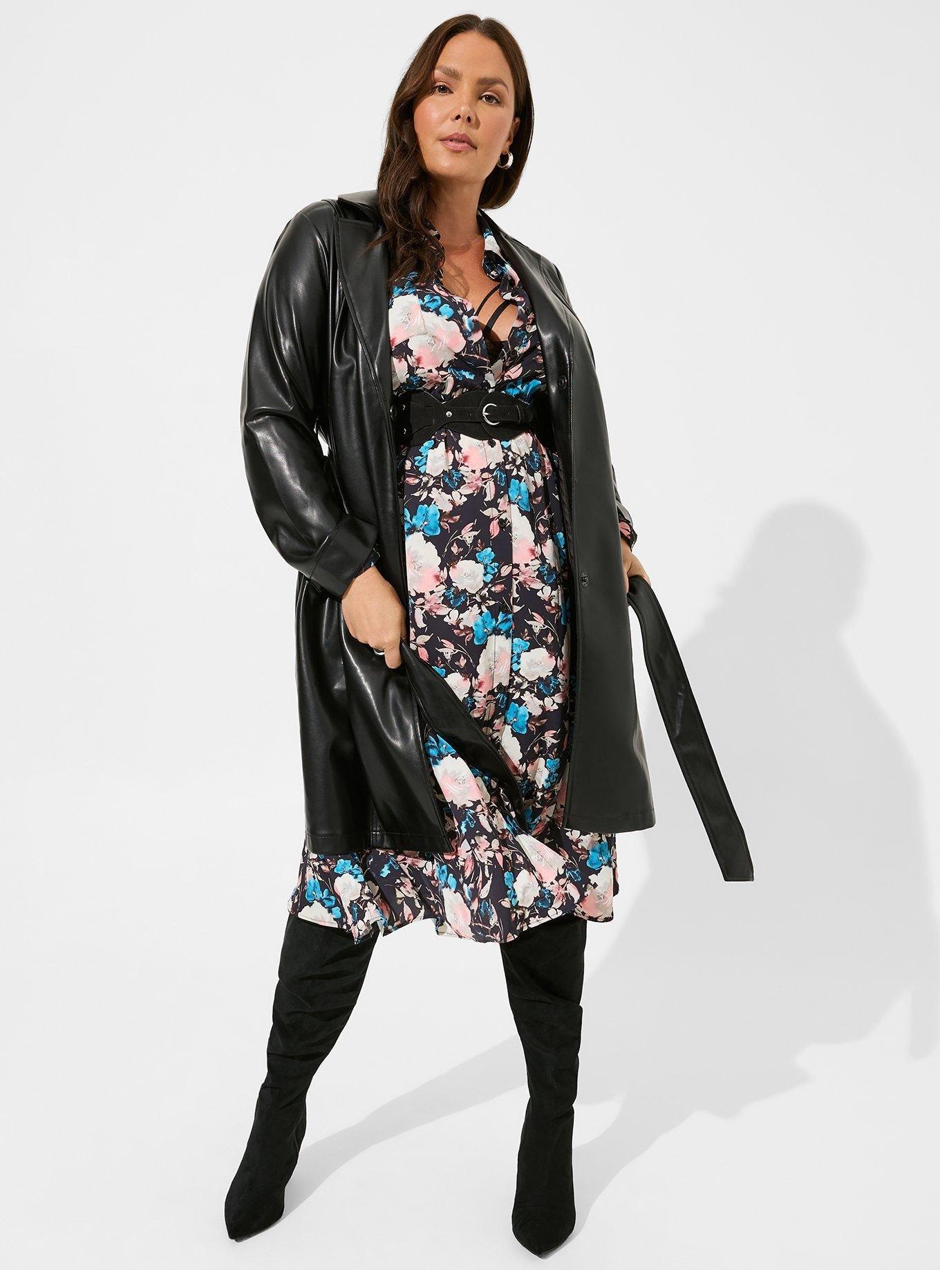 Meredith Faux Leather Trench