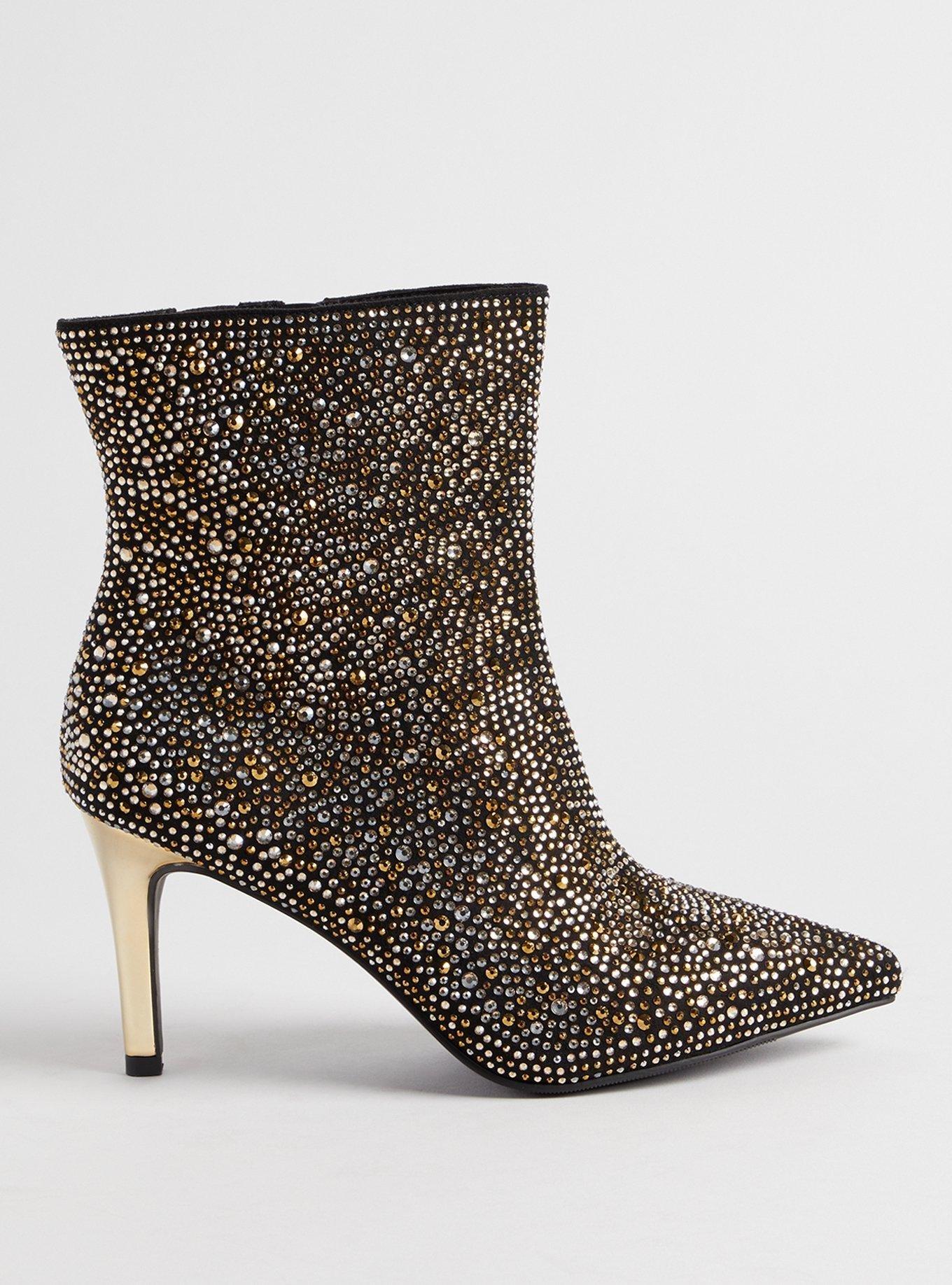 Black bootie hotsell with gold heel