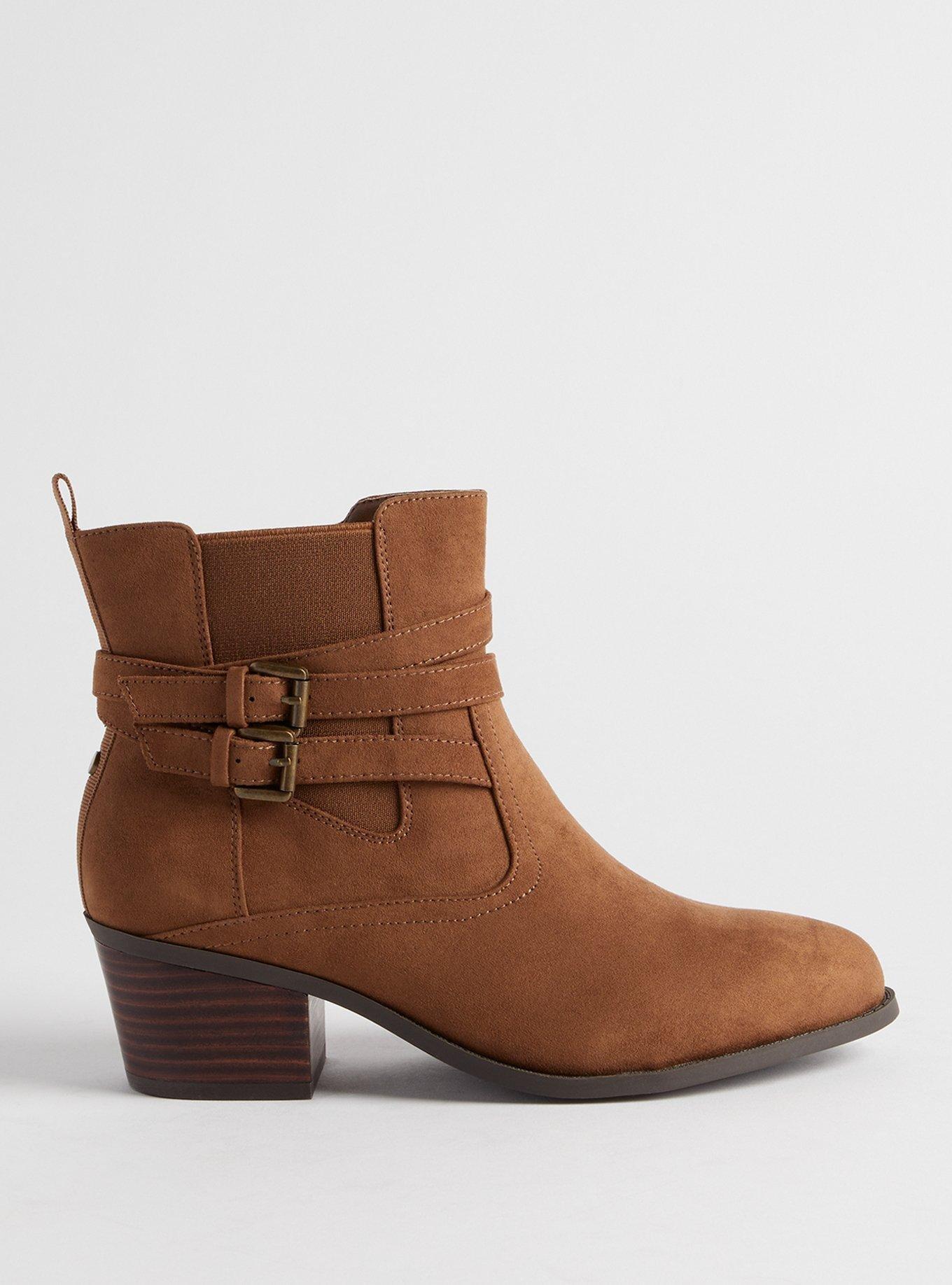 Plus Size Strappy Buckle Ankle Bootie (WW), DARK BROWN, alternate