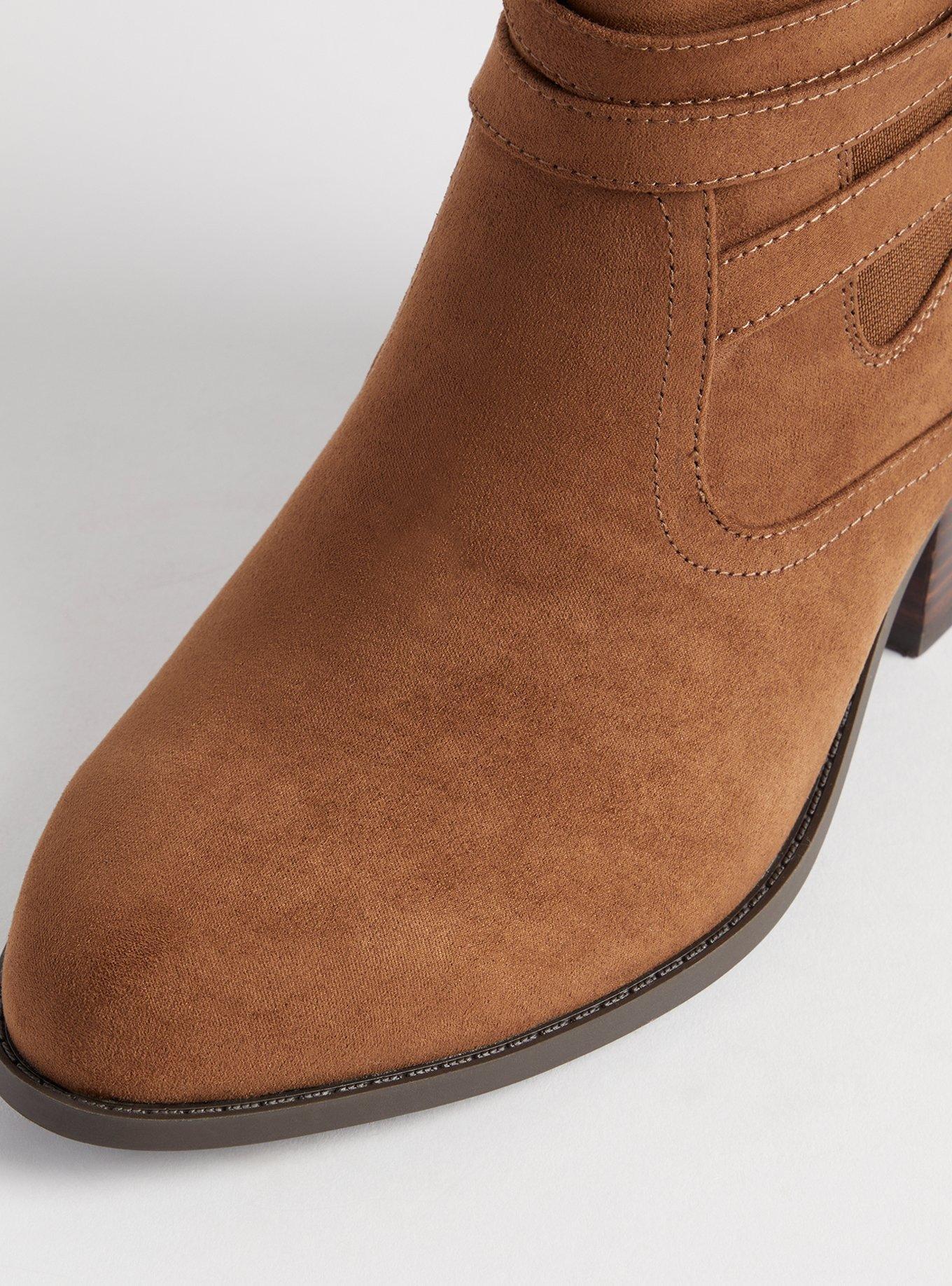 Plus Size Strappy Buckle Ankle Bootie (WW), DARK BROWN, alternate