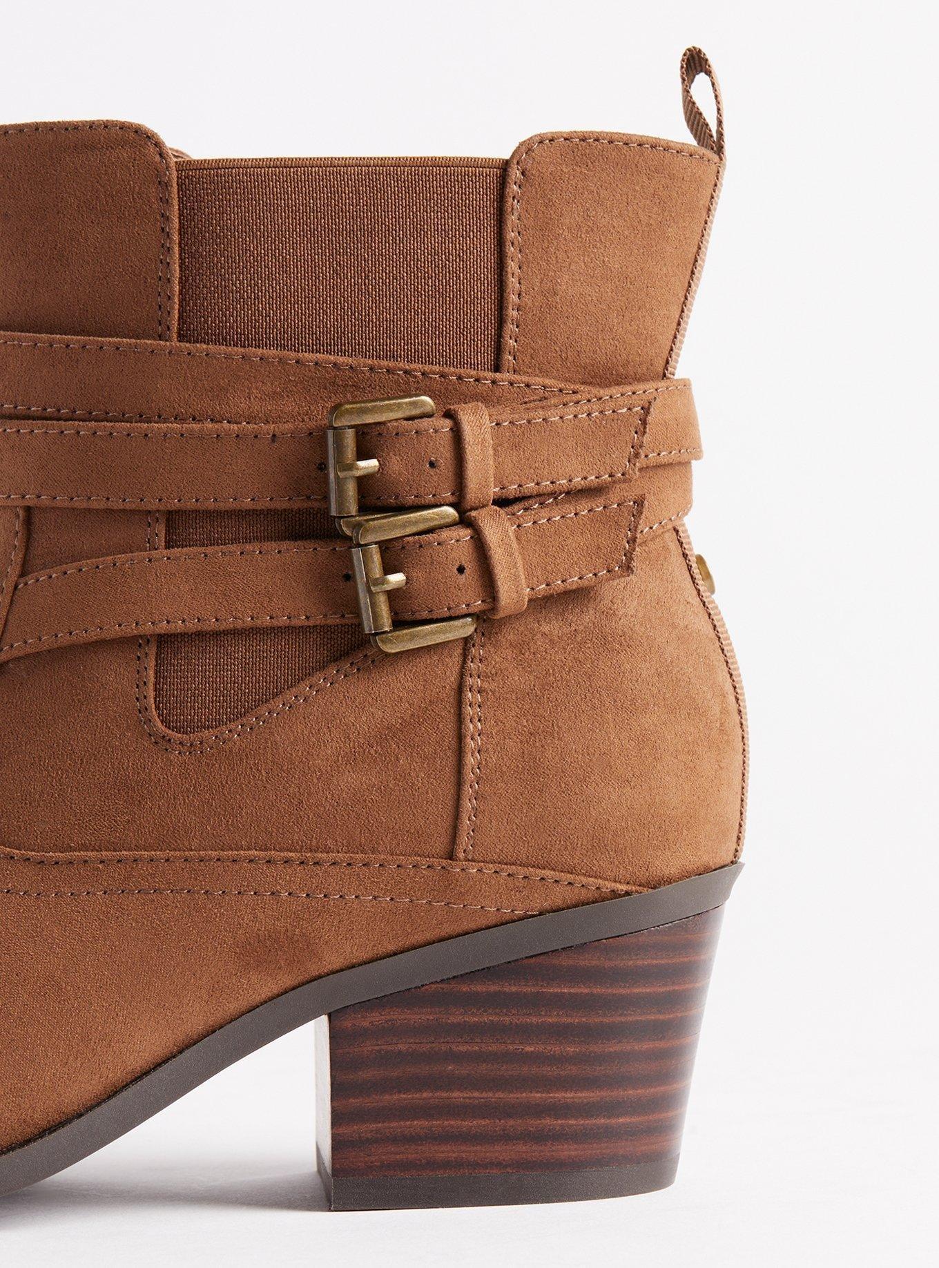 Plus Size Strappy Buckle Ankle Bootie (WW), DARK BROWN, alternate