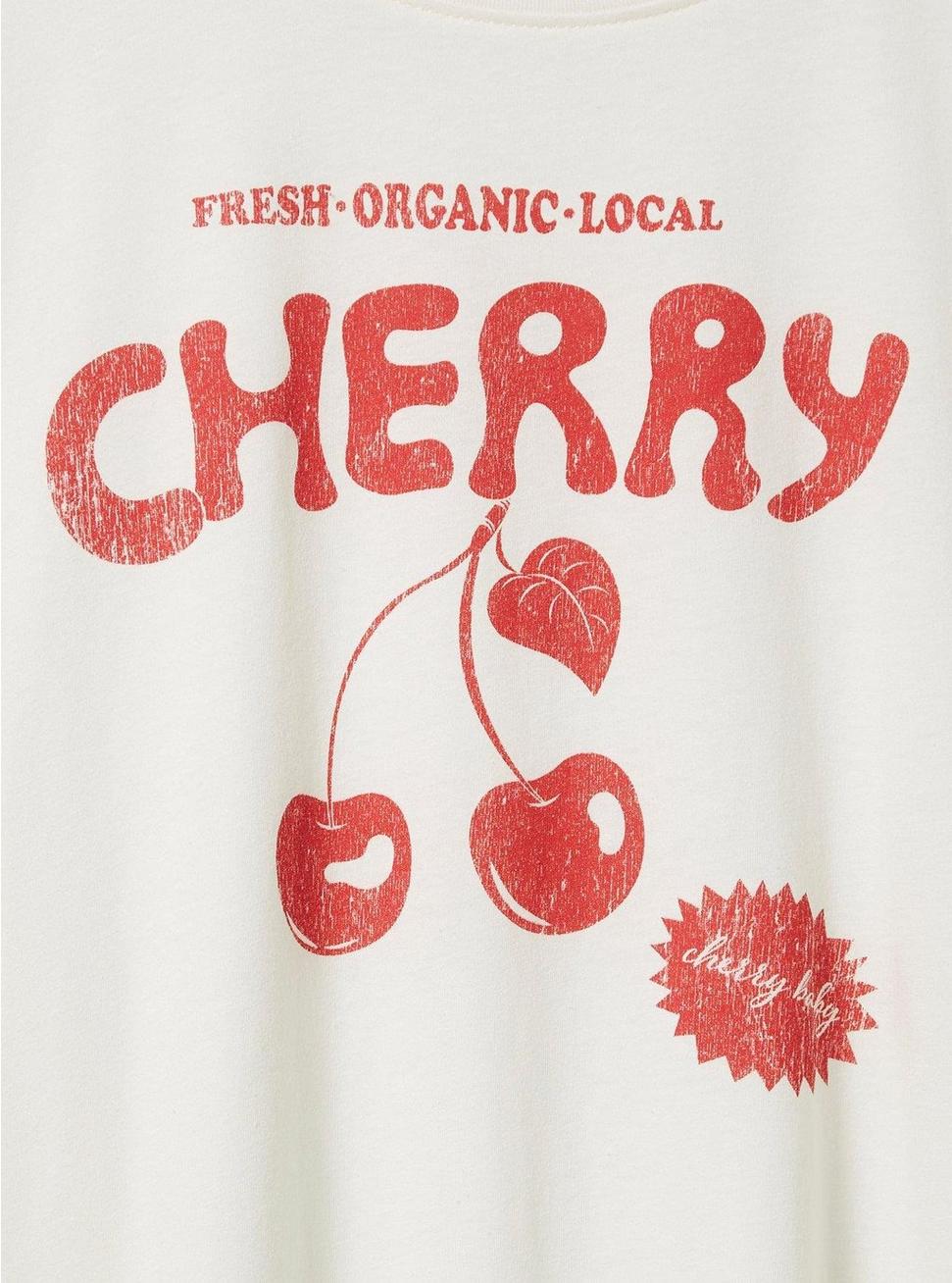 Organic Cherry Classic Fit Cotton Crew Neck Tee, MARSHMALLOW, alternate
