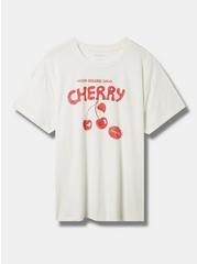 Organic Cherry Classic Fit Cotton Crew Neck Tee, MARSHMALLOW, hi-res