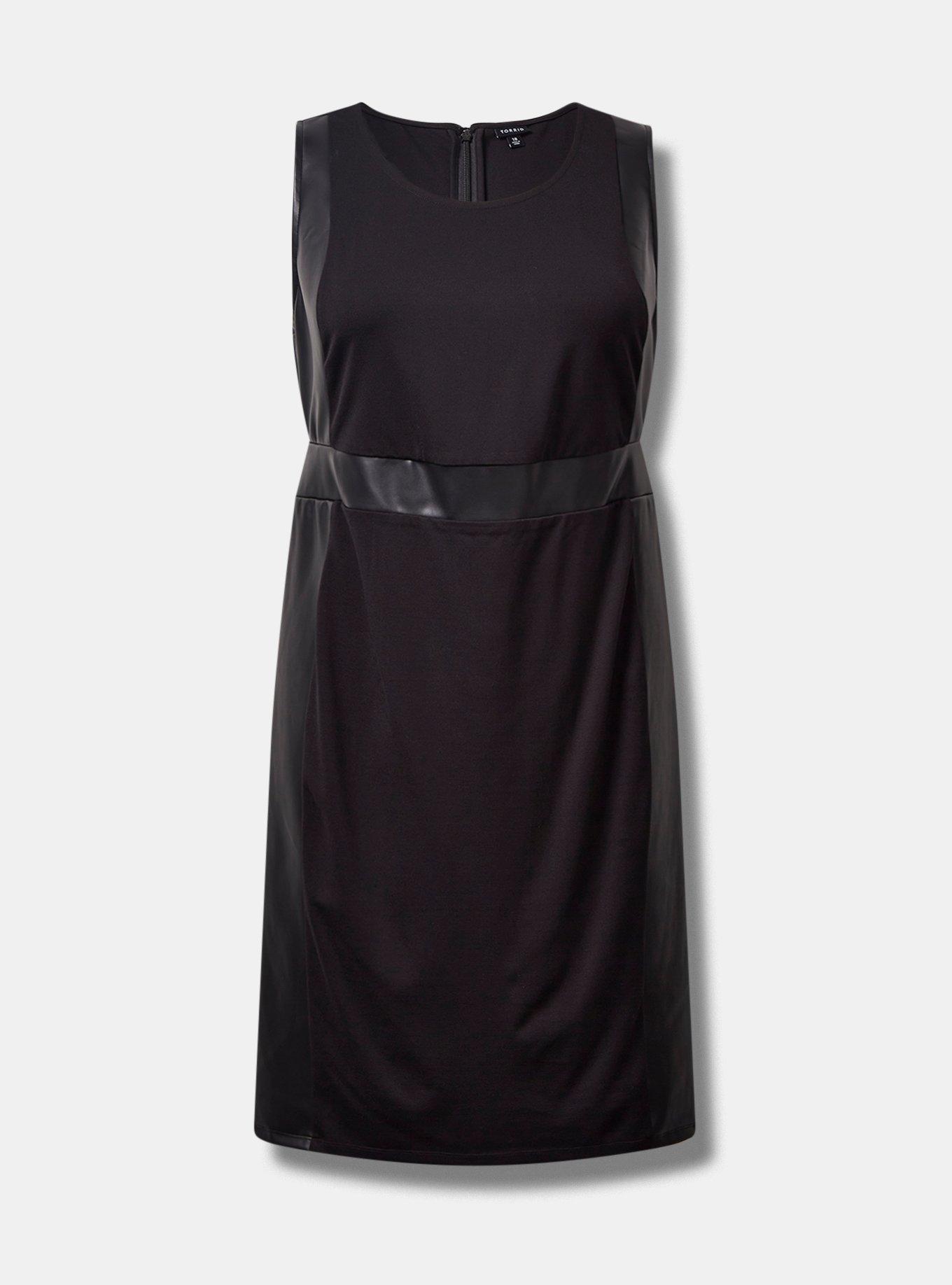 At The Knee PU Ponte Contoured Panel Dress