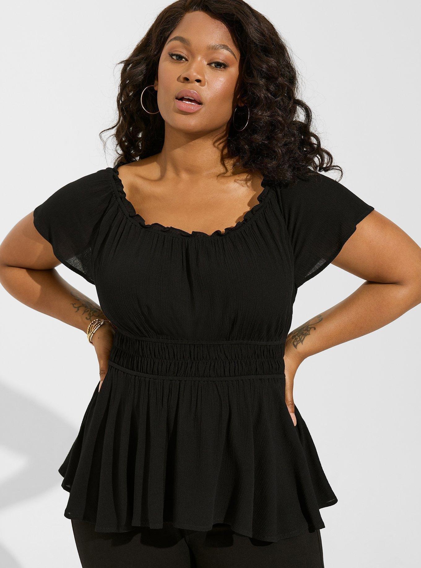 TORRID Babydoll Washable Gauze Short Sleeve Top