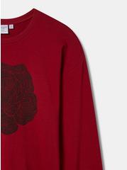 Rose Classic Fit Cozy Fleece Drop Shoulder Relaxed Sweatshirt, RHUBARB, alternate