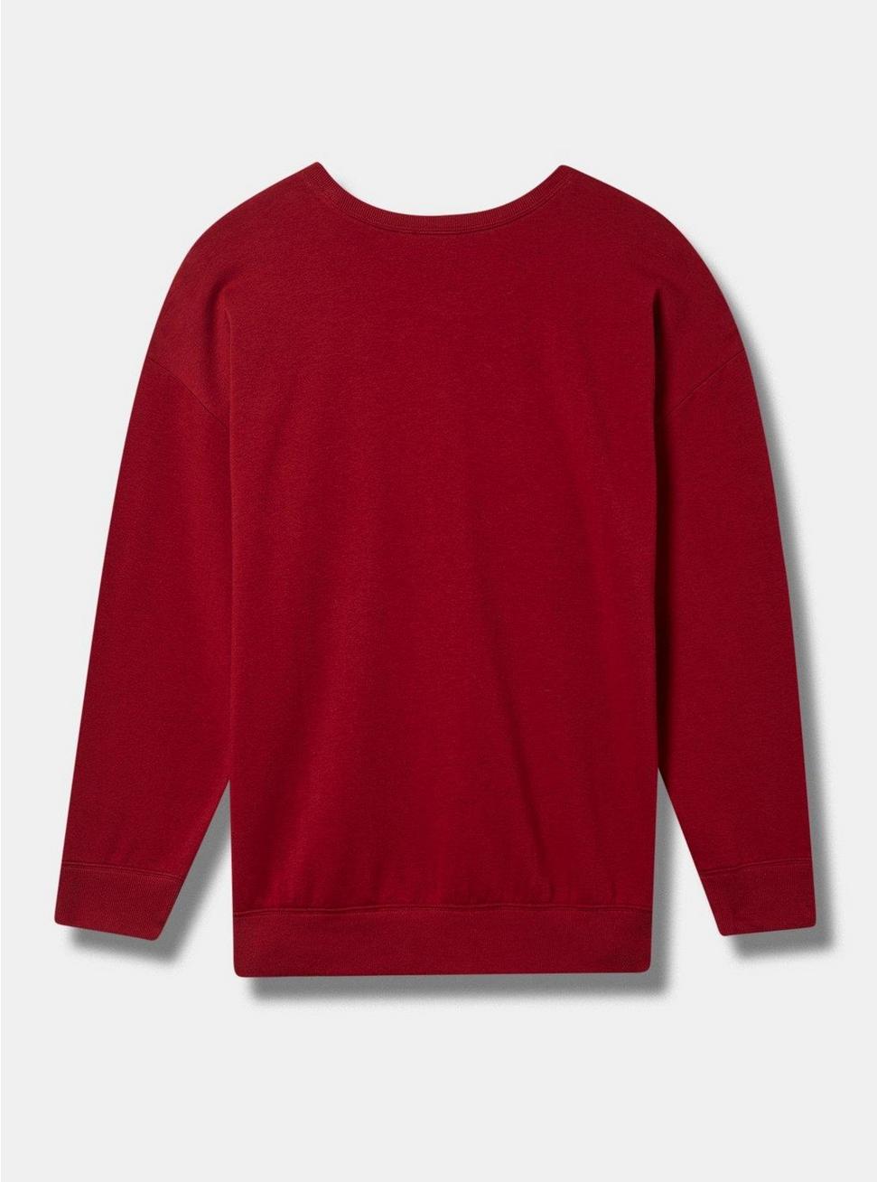 Rose Classic Fit Cozy Fleece Drop Shoulder Relaxed Sweatshirt, RHUBARB, alternate