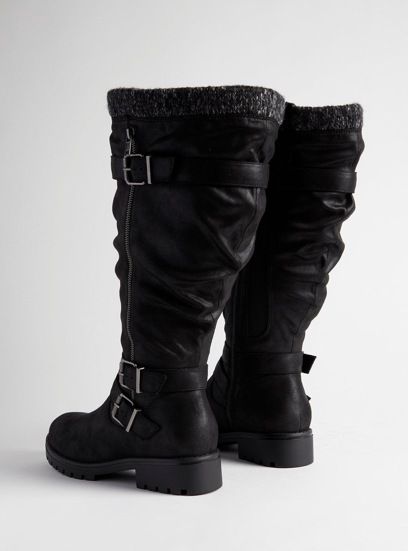 Buckle Sweater Knee Boot (WW), BLACK, alternate