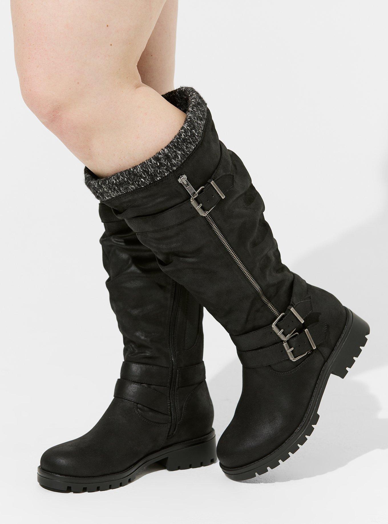 Buckle Sweater Knee Boot (WW), BLACK, alternate