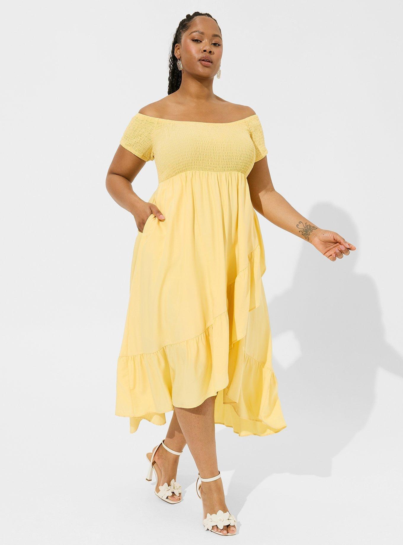 Plus Size - Maxi Challis Off Shoulder Tulip Hem Dress - Torrid