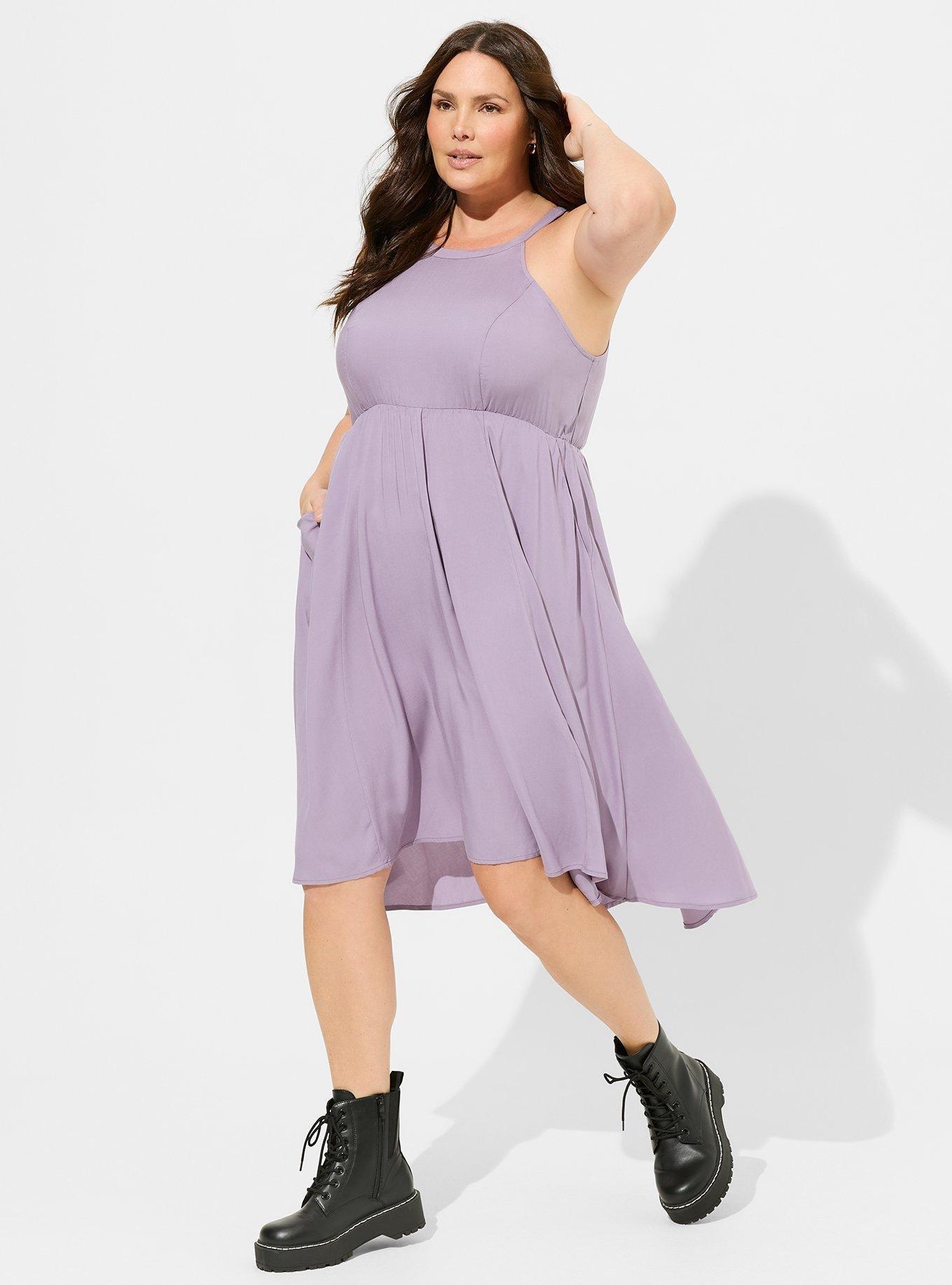 Plus Size - Mini Challis Halter Neck Hi-Low Dress - Torrid