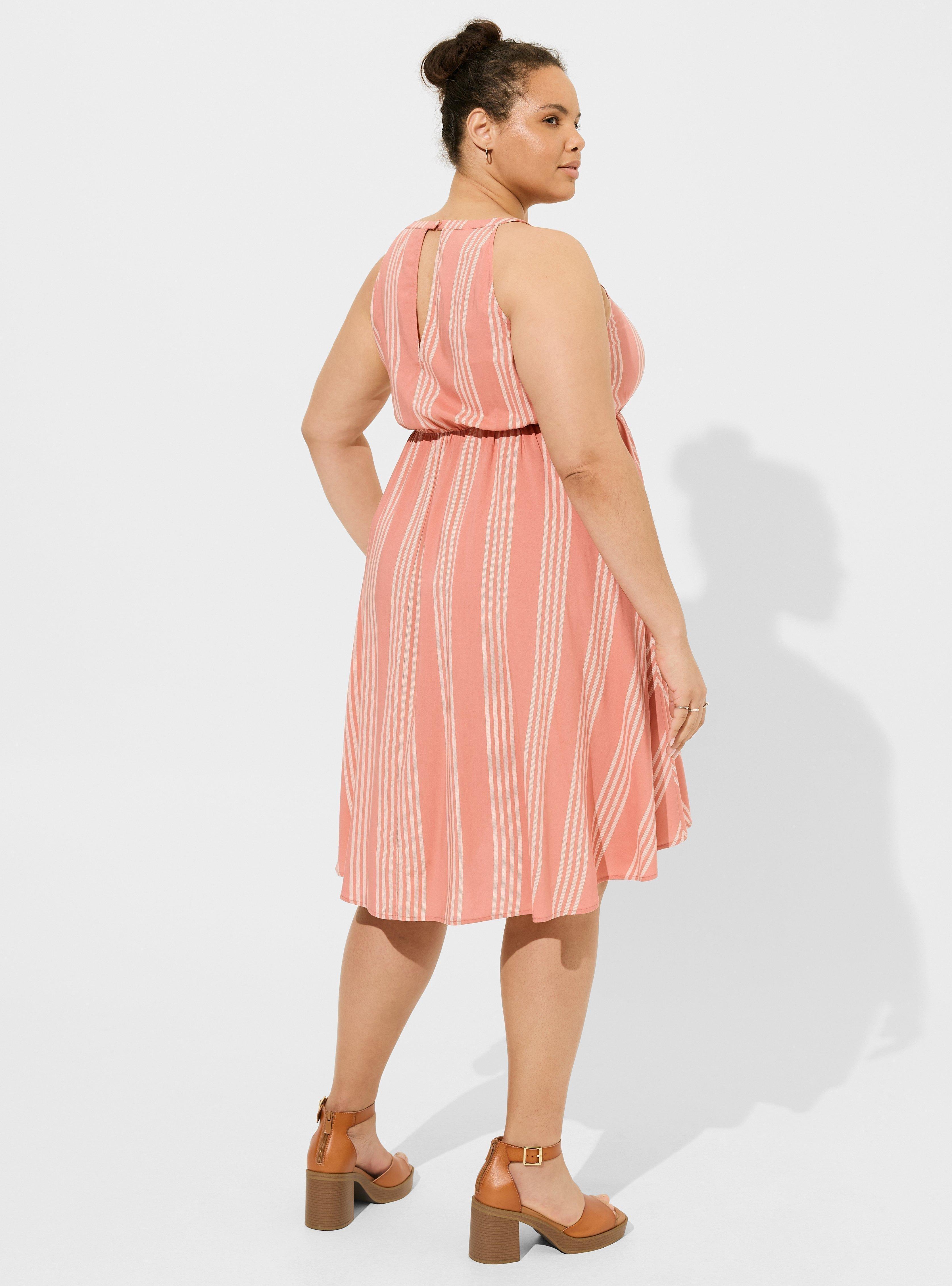 Mini Challis Halter Neck Hi-Low Dress
