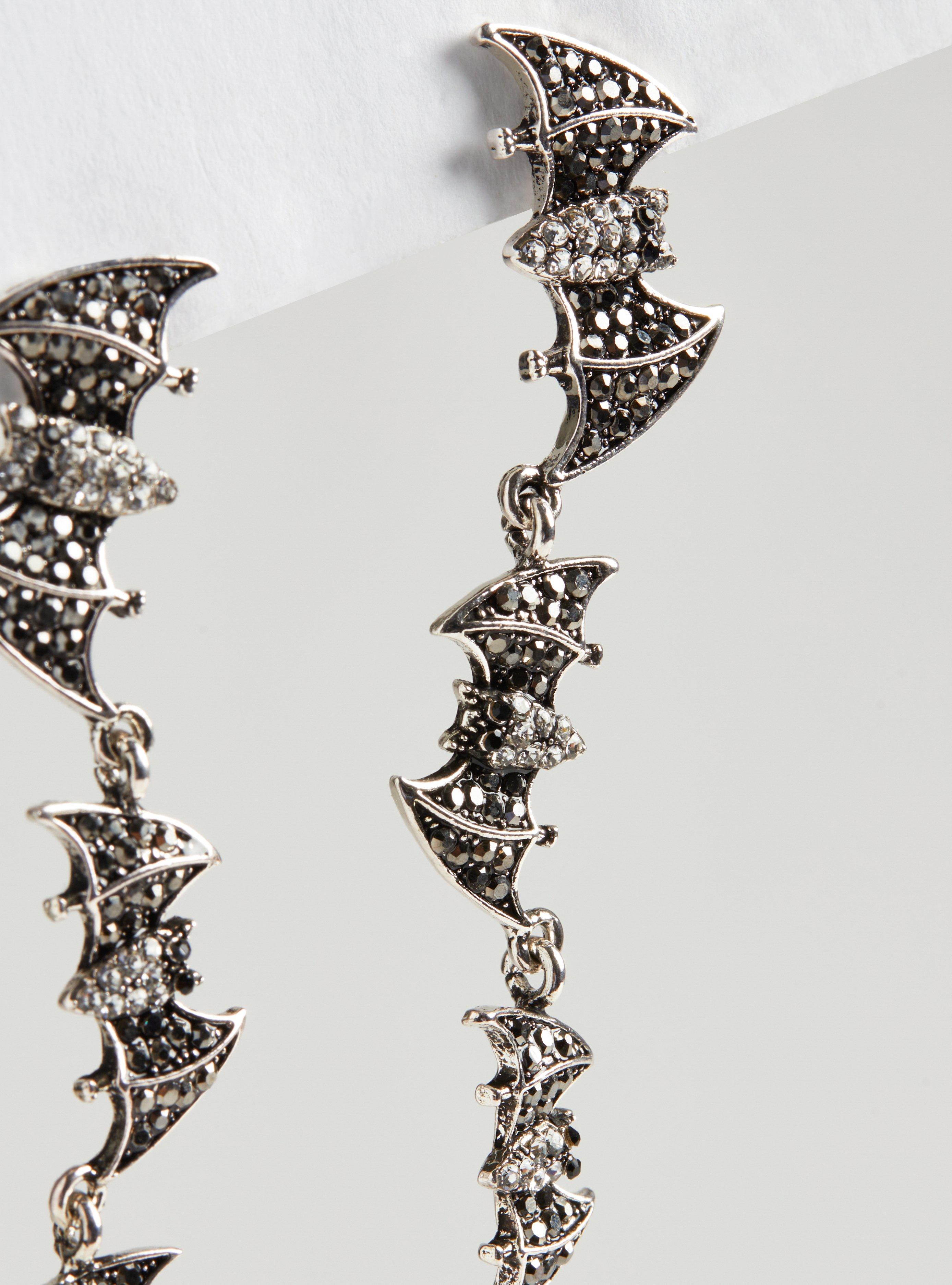 Bejeweled Bat Linear Earring