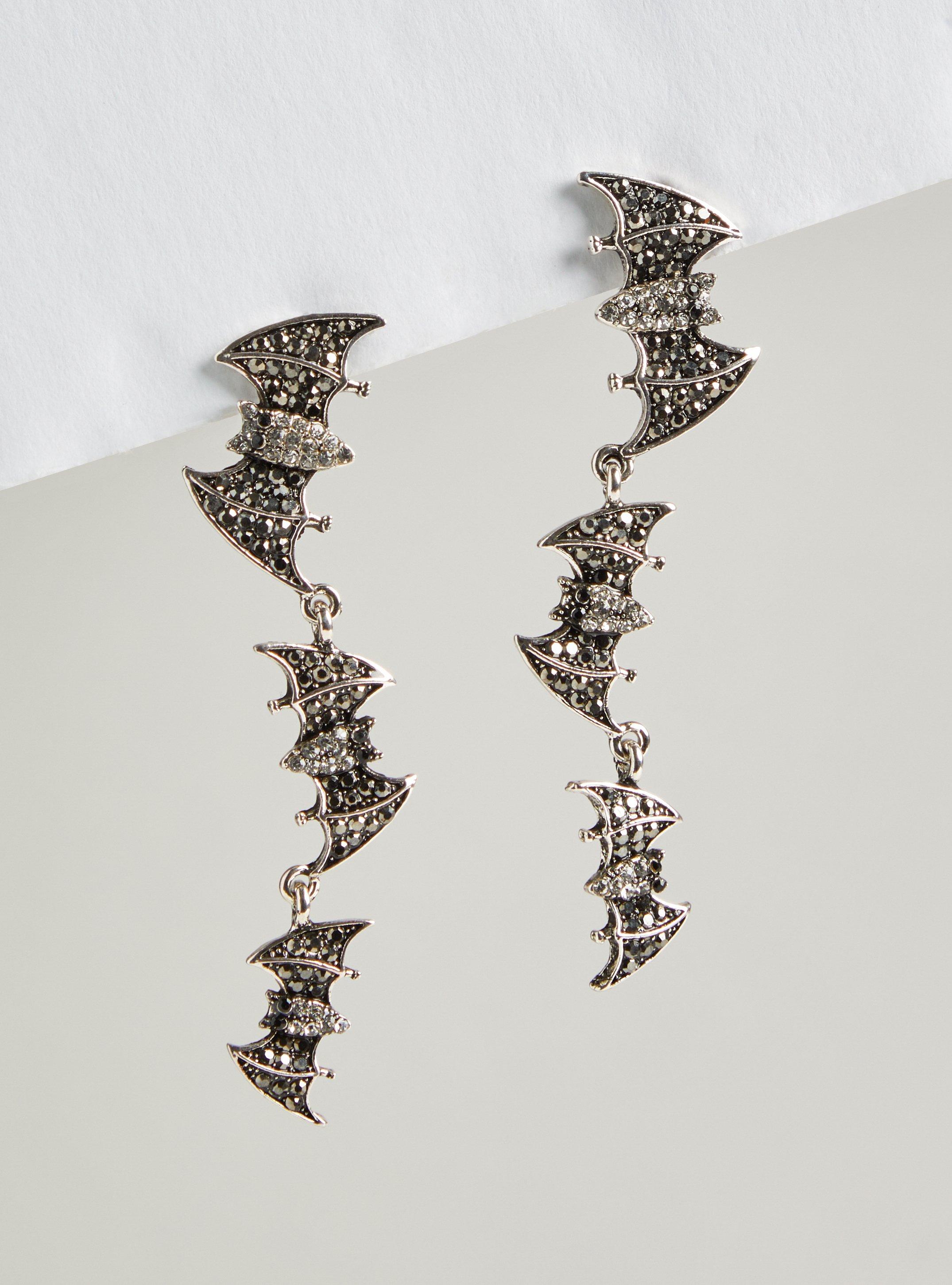 Bejeweled Bat Linear Earring