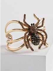 Plus Size Bejeweled Spider Bracelet Cuff, GREEN, alternate