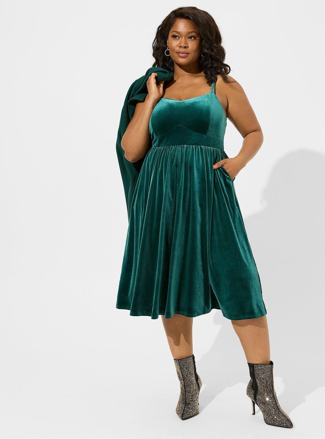 Plus Size - Midi Velvet Sleeveless Dress - Torrid