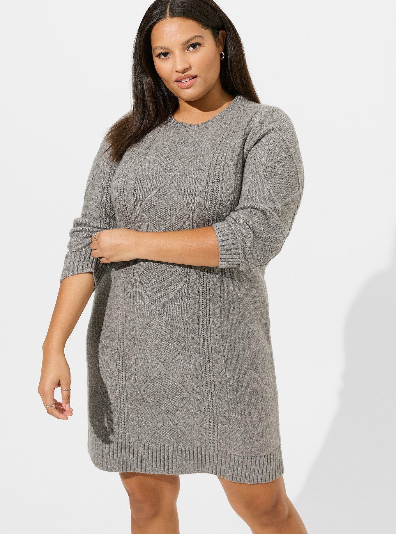 Cable knit sweater on sale dress plus size