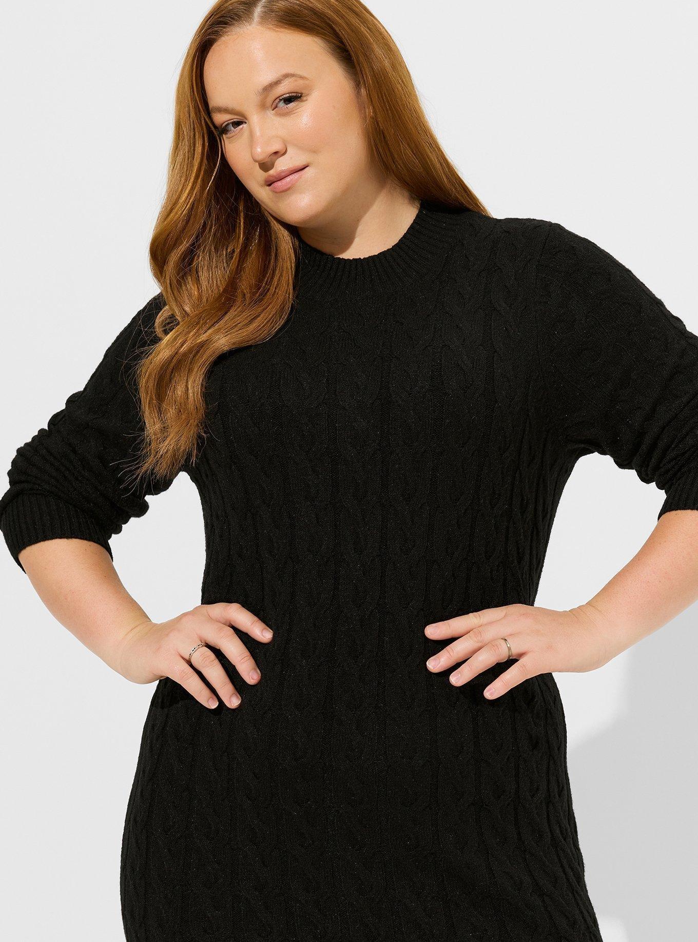 Plus Size Midi Aquayarn Mock Neck Cable Dress Torrid