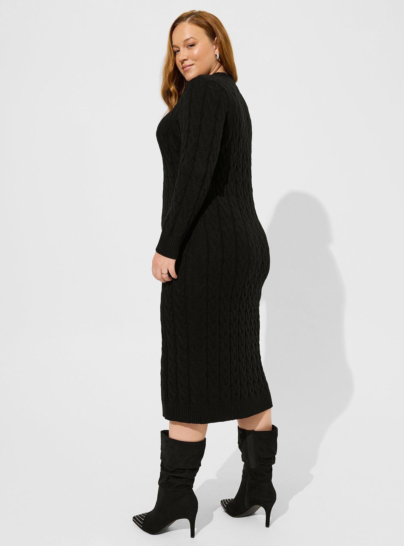 Midi Aquayarn Mock Neck Cable Dress