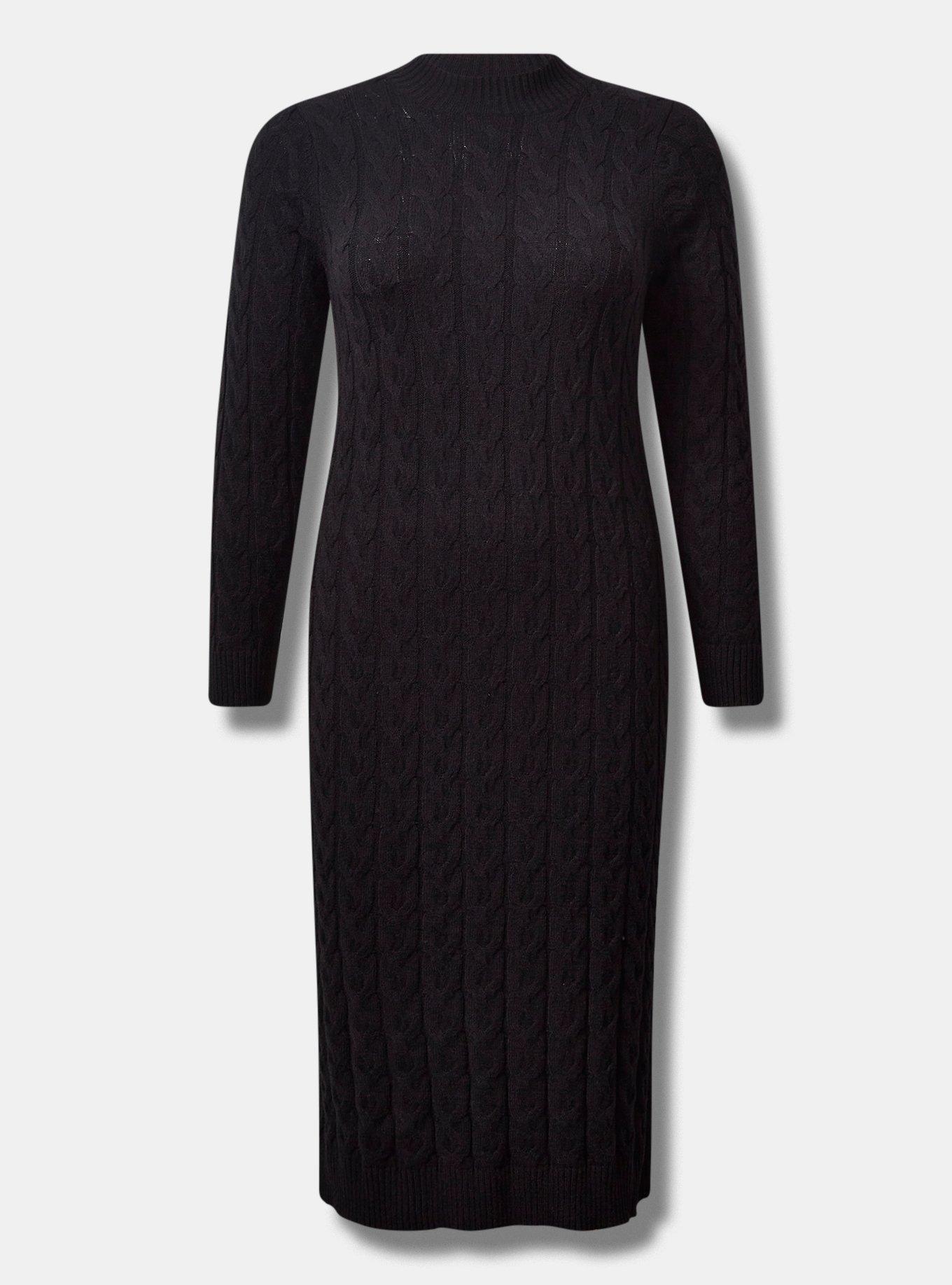 Midi Aquayarn Mock Neck Cable Dress