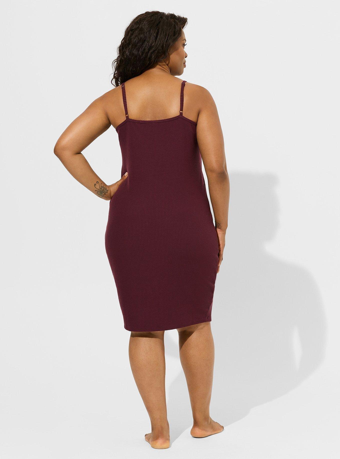 Heavy Hacci Rib V-Neck Midi Cami Lounge Dress