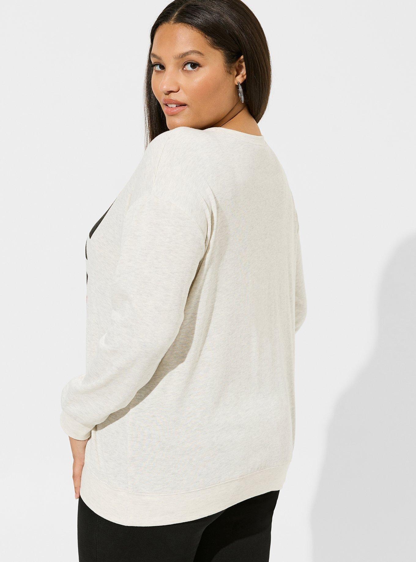 Run DMC Cozy Fleece Drop Shoulder Crew Sweatshirt, OATMEAL HEATHER, alternate