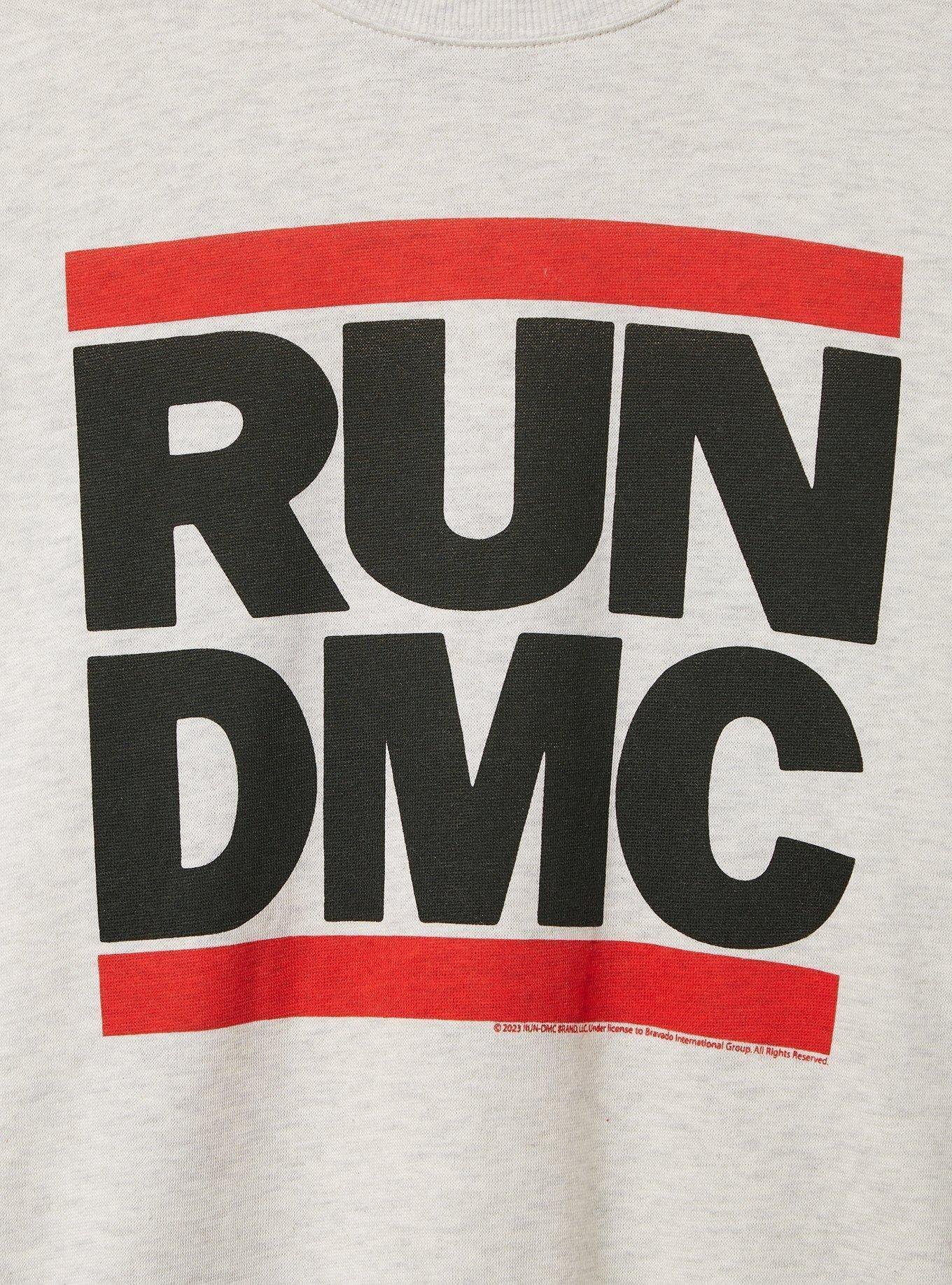 Run DMC Cozy Fleece Drop Shoulder Crew Sweatshirt, OATMEAL HEATHER, alternate