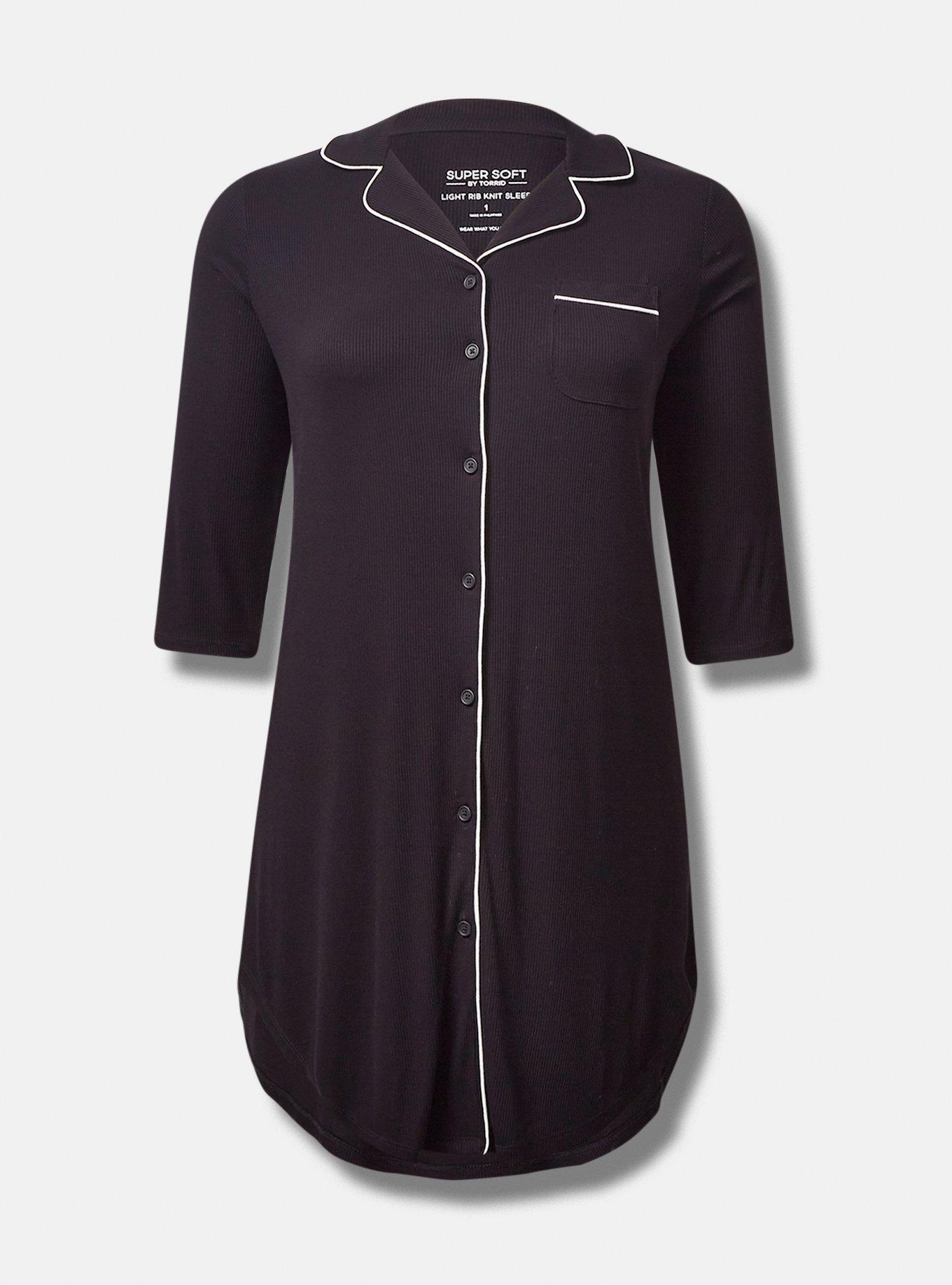 Super Soft Rib Button Through Sleep Gown