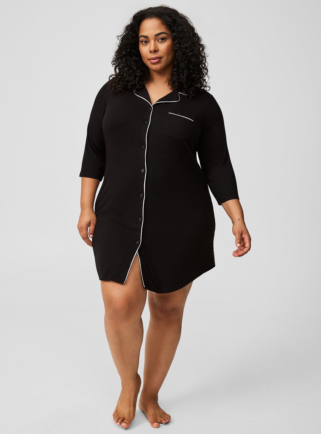 Women's Plus Button Through Night Shirt Dress