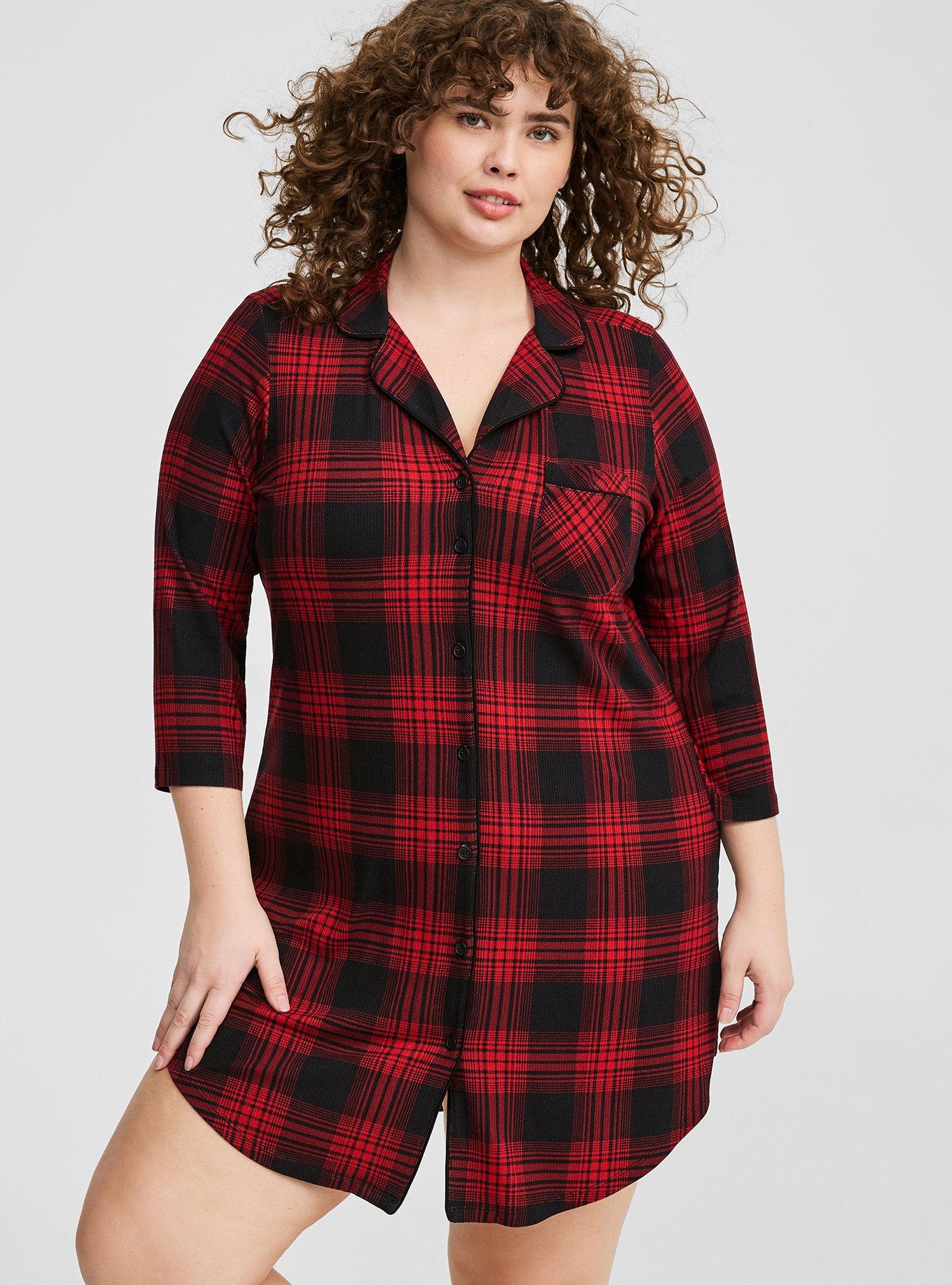 Women's Plus Button Through Night Shirt Dress