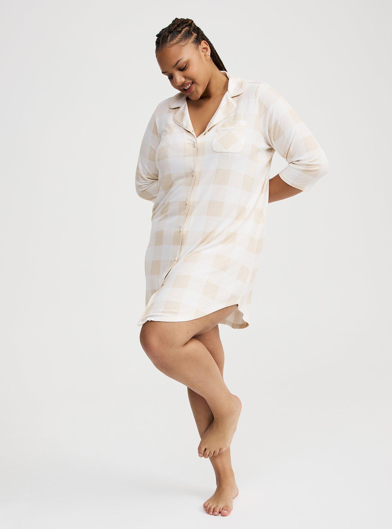 Soft Rib Button-Through Sleep Gown