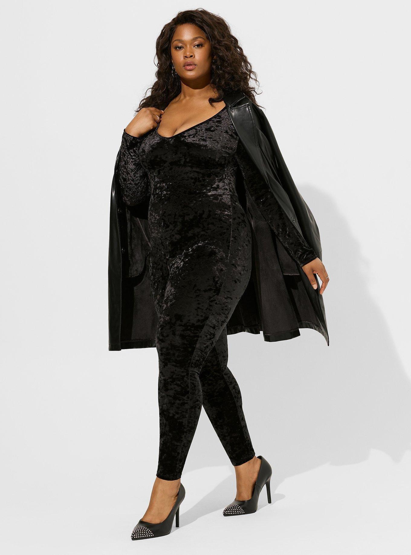 Full Length Crushed Velvet Long Sleeve One Piece