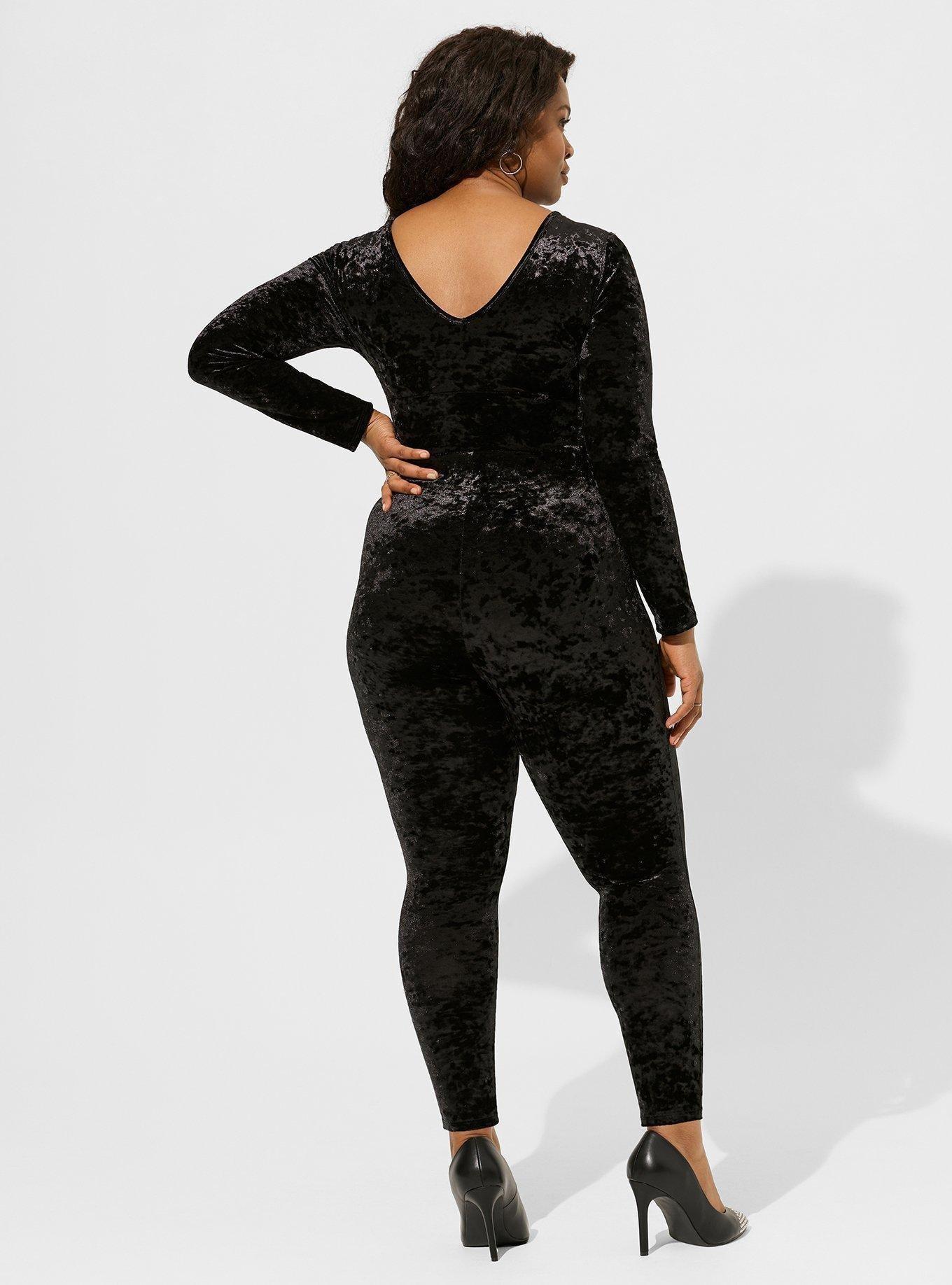 Full Length Crushed Velvet Long Sleeve One Piece