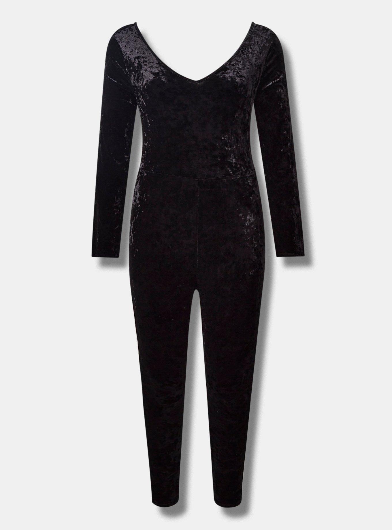 Full Length Crushed Velvet Long Sleeve One Piece