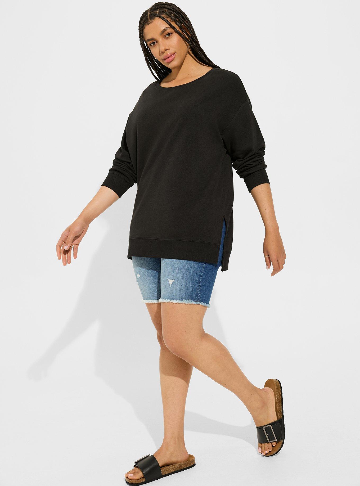 Cozy Fleece Drop Shoulder Step Hem Sweatshirt