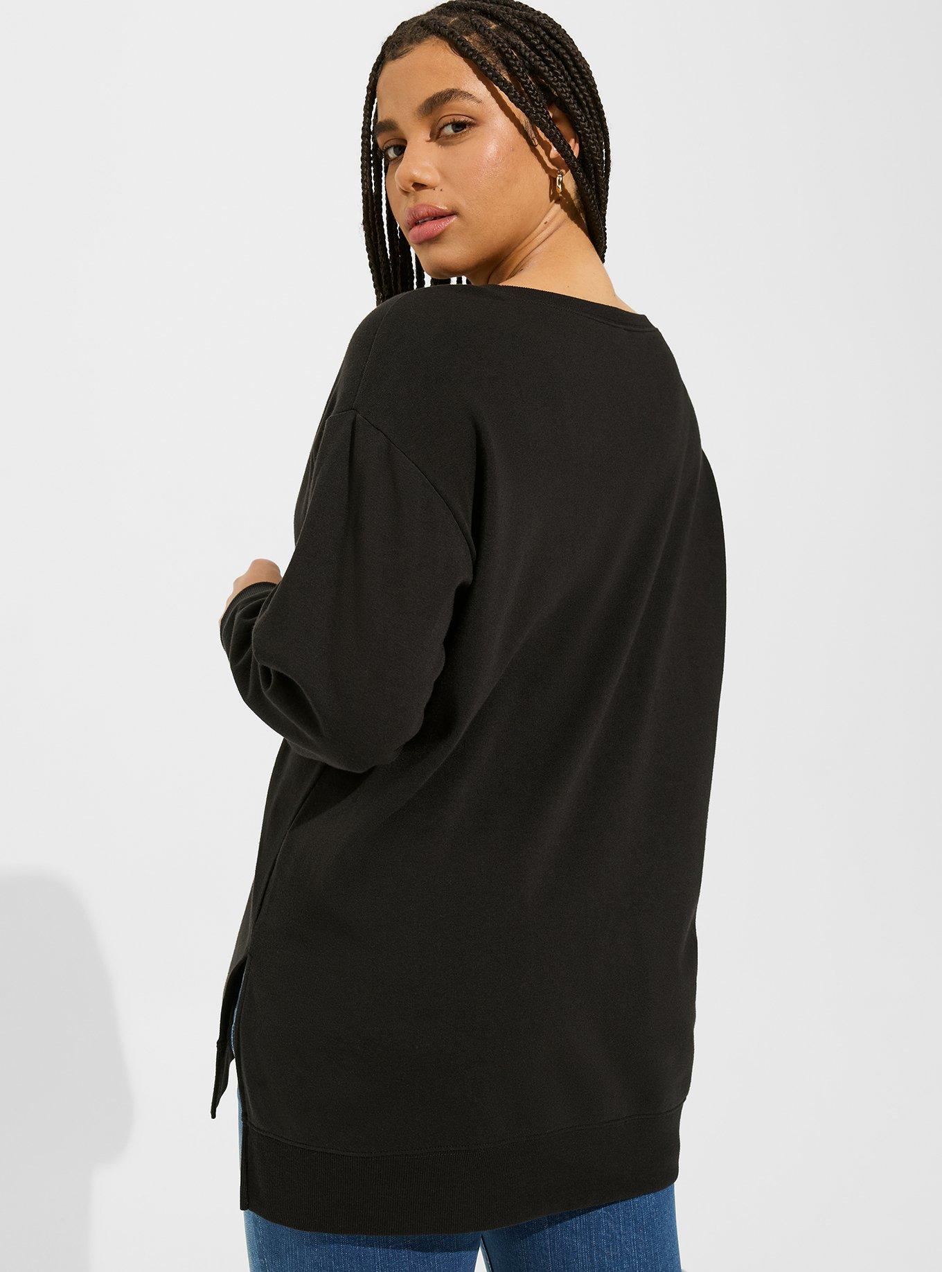 Cozy Fleece Drop Shoulder Step Hem Sweatshirt